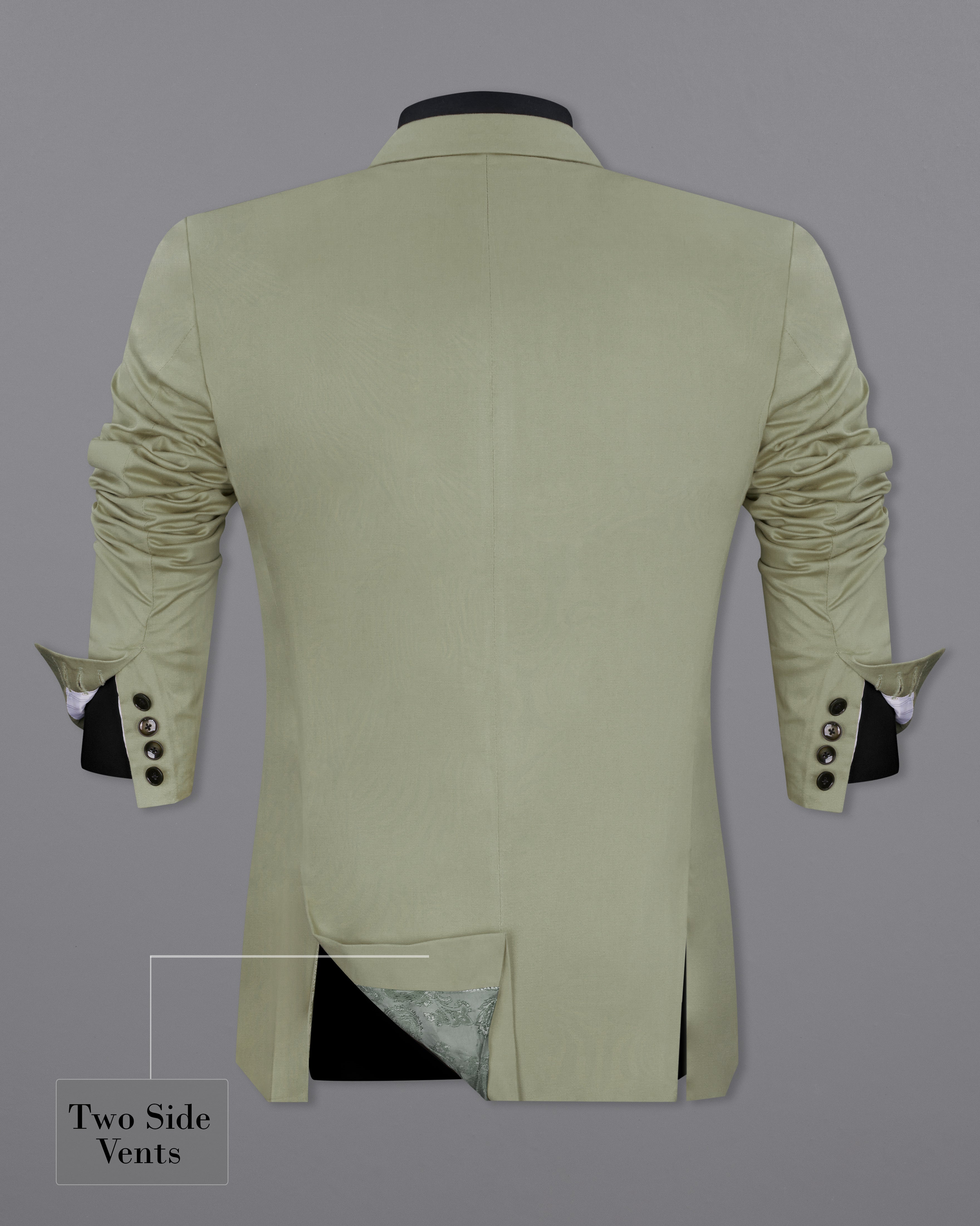 Granite Green Stretchable Double Breasted Premium Cotton traveler Blazer