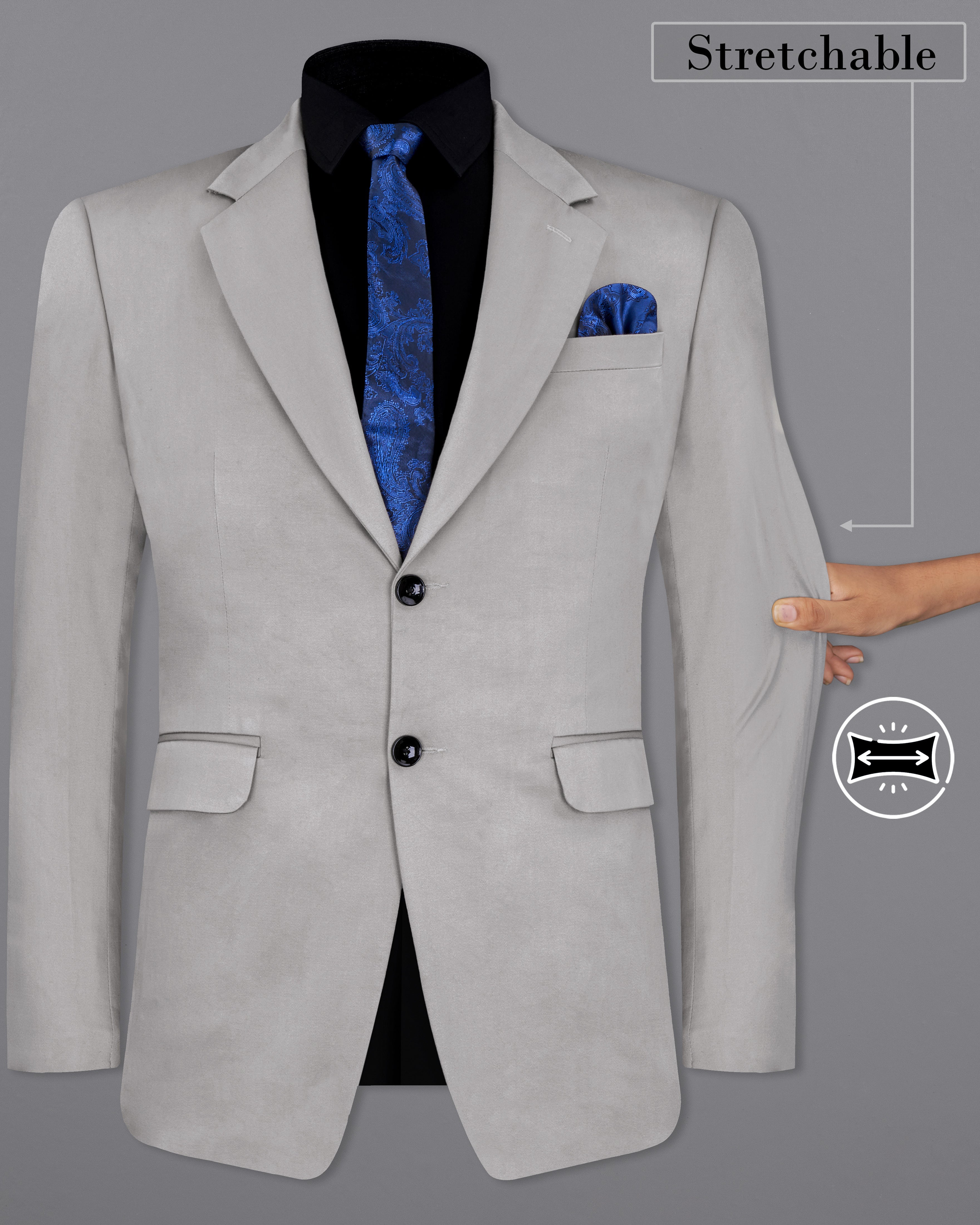 Martini Gray Stretchable Premium Cotton traveler Blazer