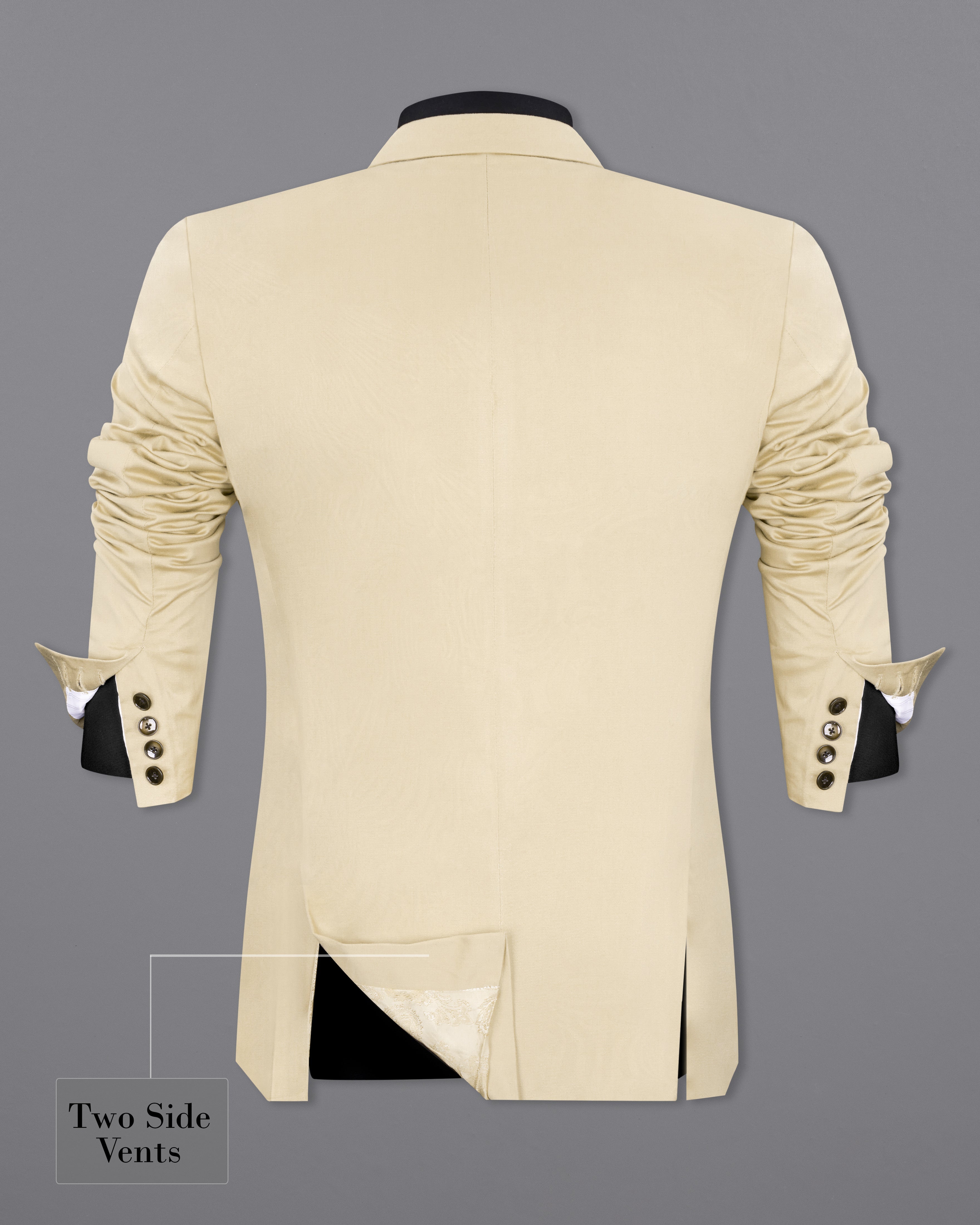 Moon Mist Beige Stretchable Double Breasted Premium Cotton traveler Blazer