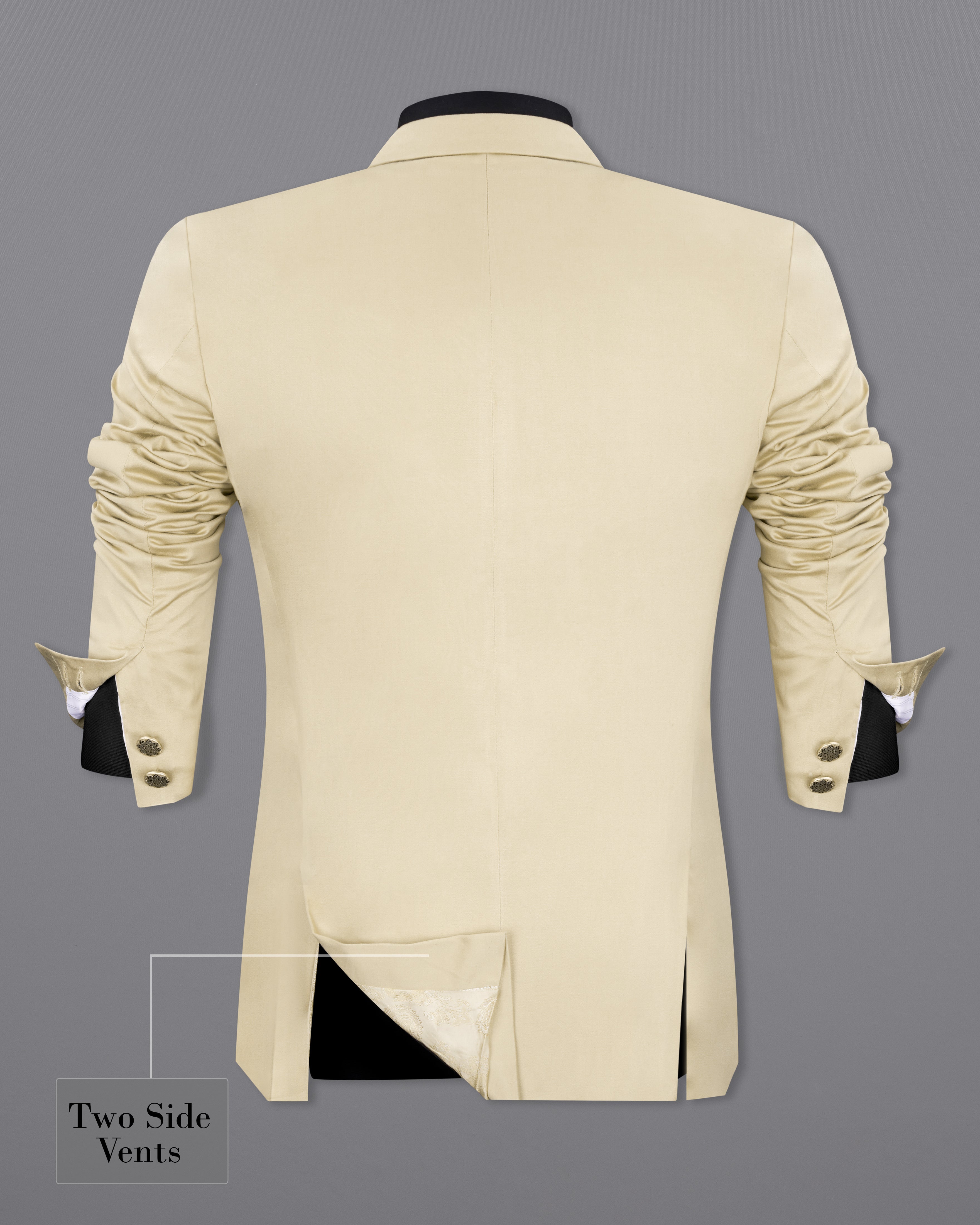 Moon Mist Beige Stretchable Cross Placket Bandhgala Premium Cotton traveler Blazer