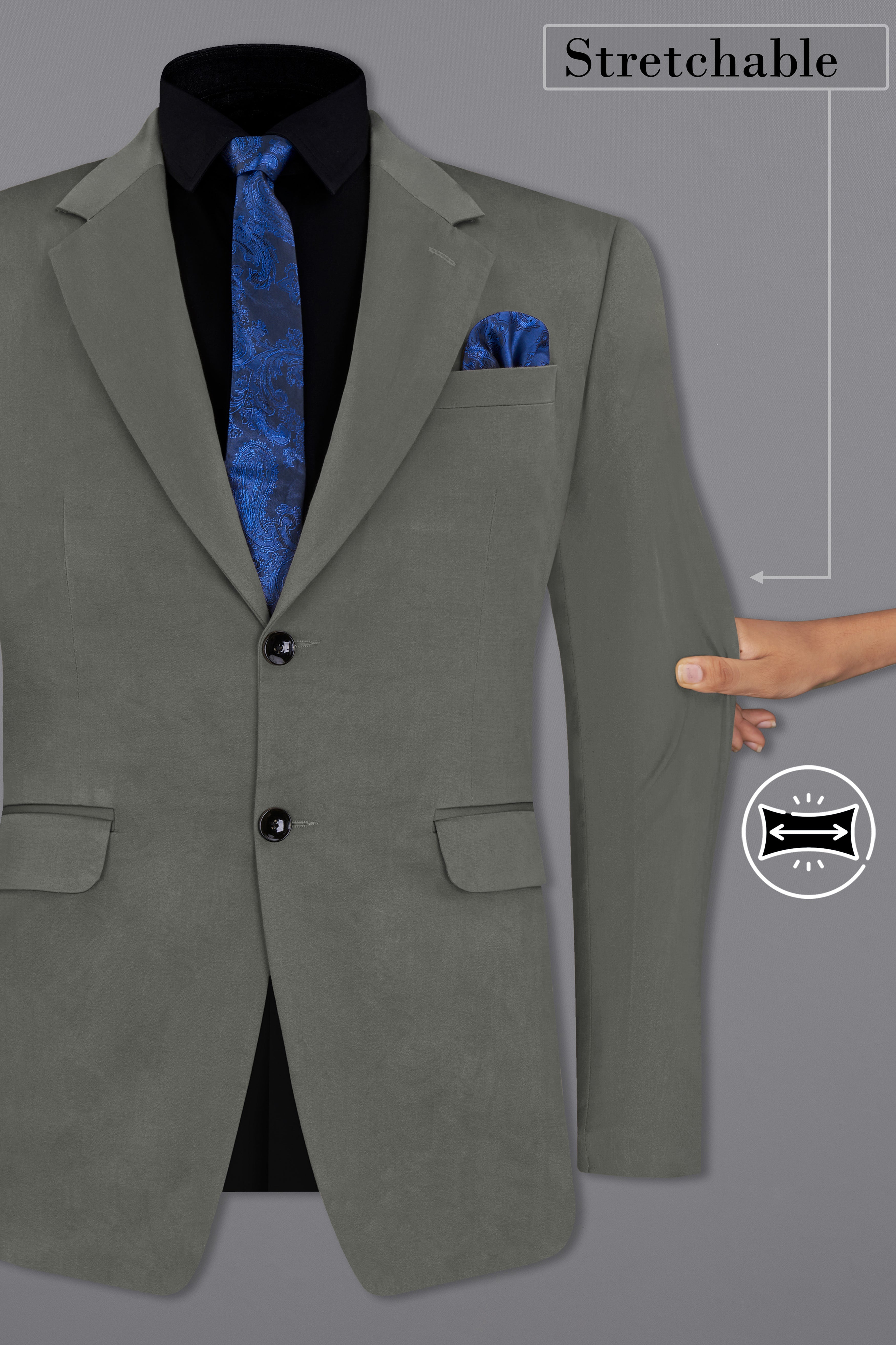 Ironside Gray Stretchable Premium Cotton traveler Blazer