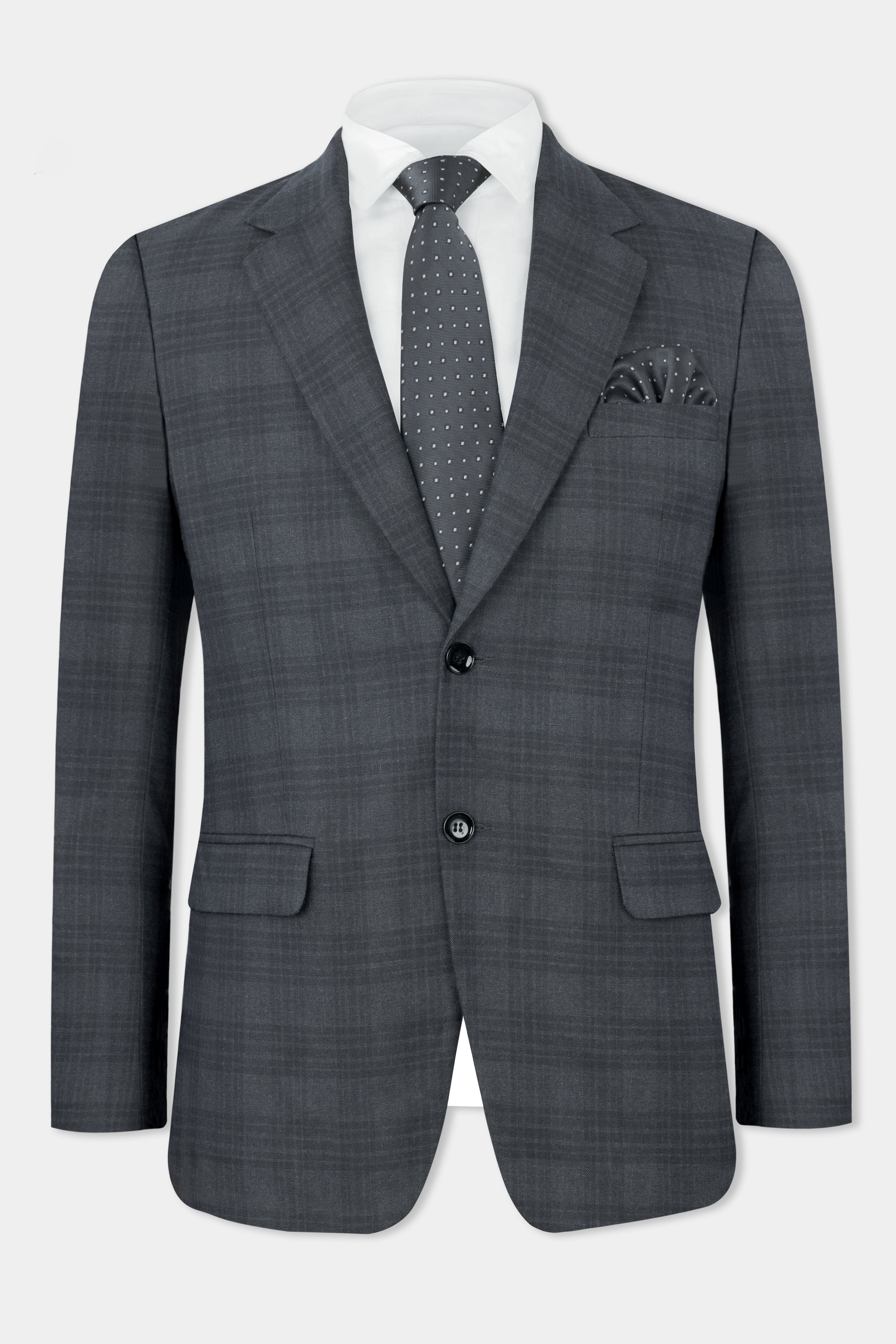 Tuna Gray Plaid Single-Breasted Blazer