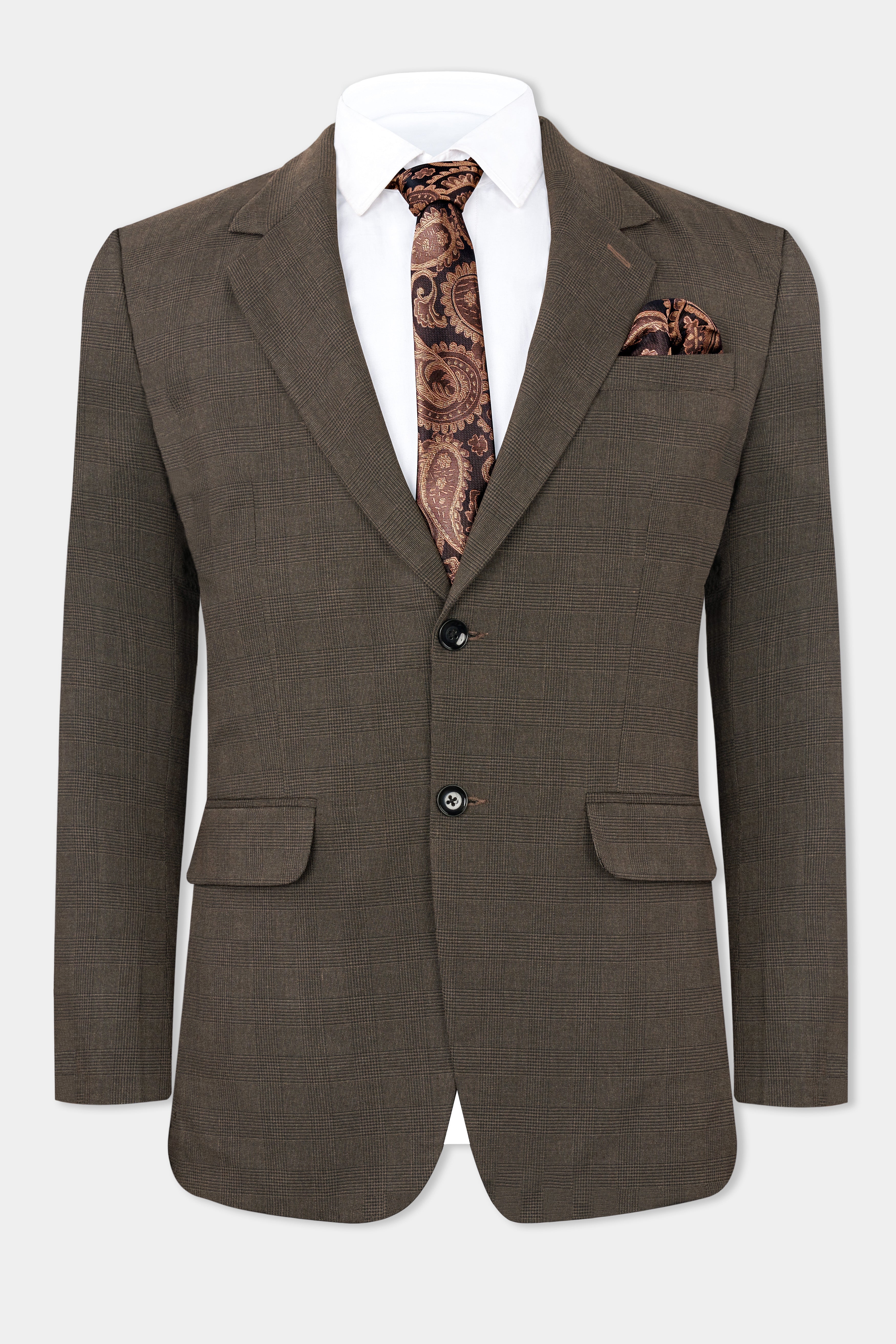 Taupe Coffee Brown Single-Breasted Blazer BL2703-SB-36, BL2703-SB-38, BL2703-SB-40, BL2703-SB-42, BL2703-SB-44, BL2703-SB-46, BL2703-SB-48, BL2703-SB-50, BL2703-SB-52, BL2703-SB-54, BL2703-SB-56, BL2703-SB-58, BL2703-SB-60