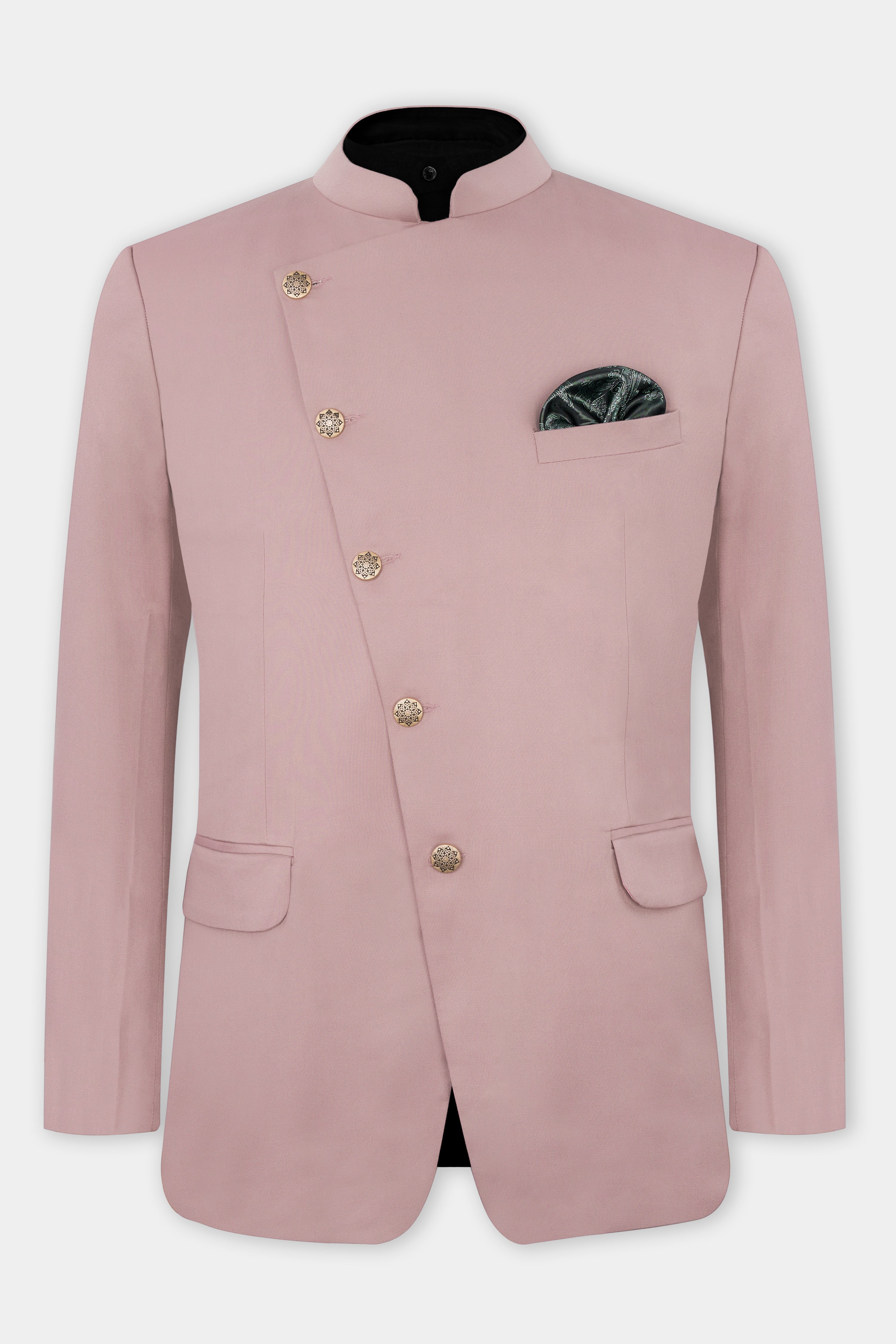 Thatch Light Pink Cross Placket Bandhgala Blazer BL2719-CBG-36, BL2719-CBG-38, BL2719-CBG-40, BL2719-CBG-42, BL2719-CBG-44, BL2719-CBG-46, BL2719-CBG-48, BL2719-CBG-50, BL2719-CBG-52, BL2719-CBG-54, BL2719-CBG-56, BL2719-CBG-58, BL2719-CBG-60