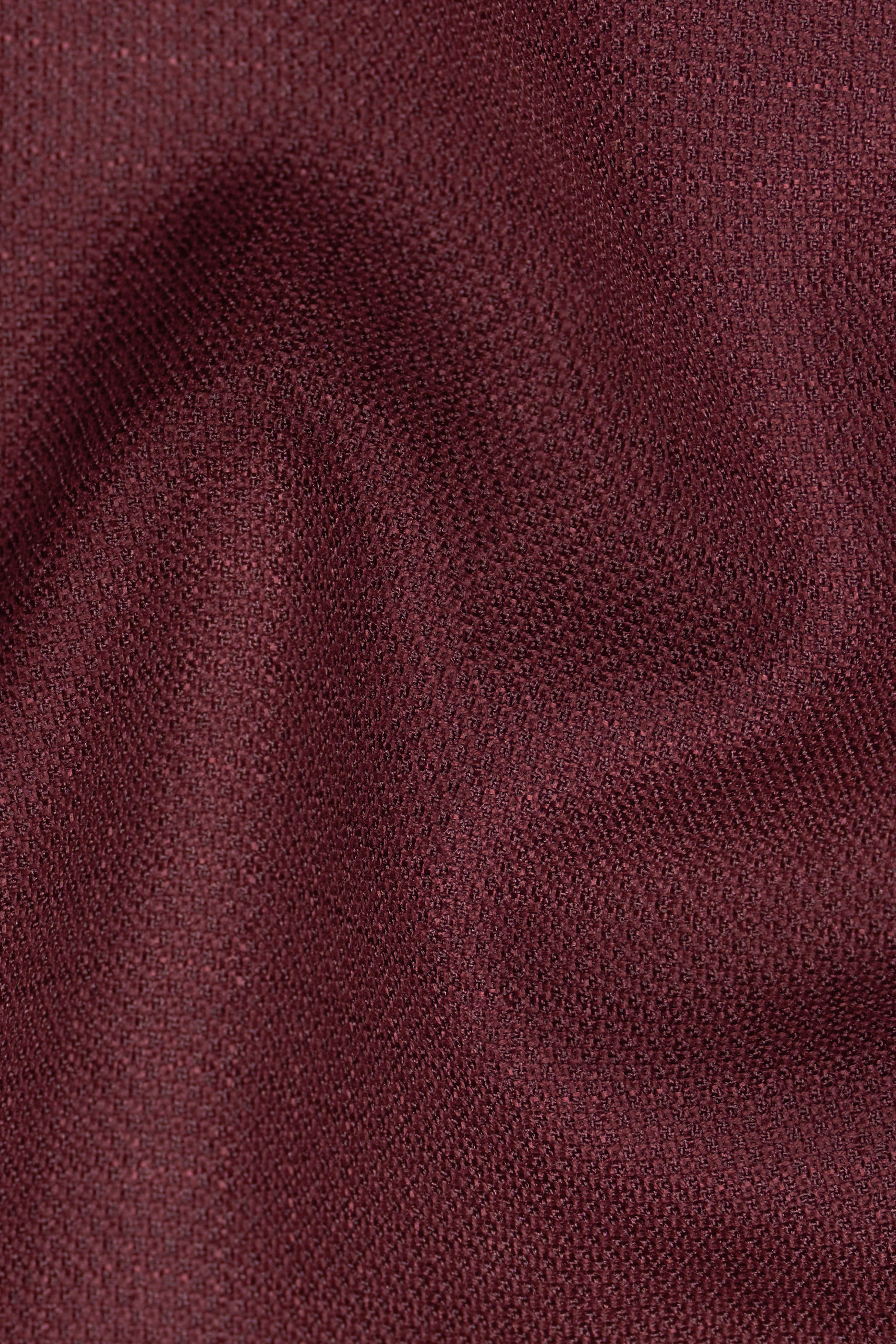 Maroon Dobby Textured Cross Placket Bandhgala Blazer