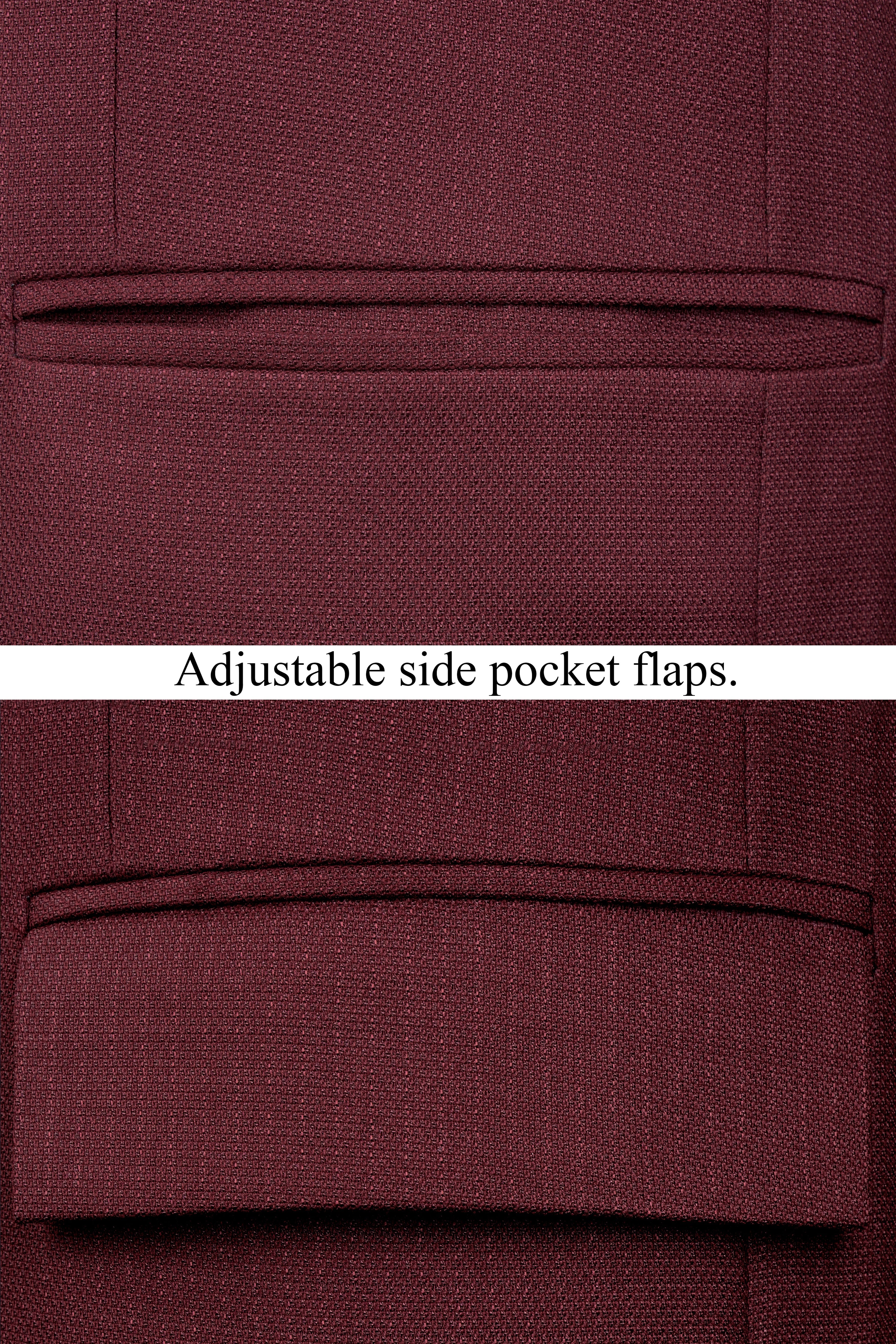 Maroon Dobby Textured Cross Placket Bandhgala Blazer