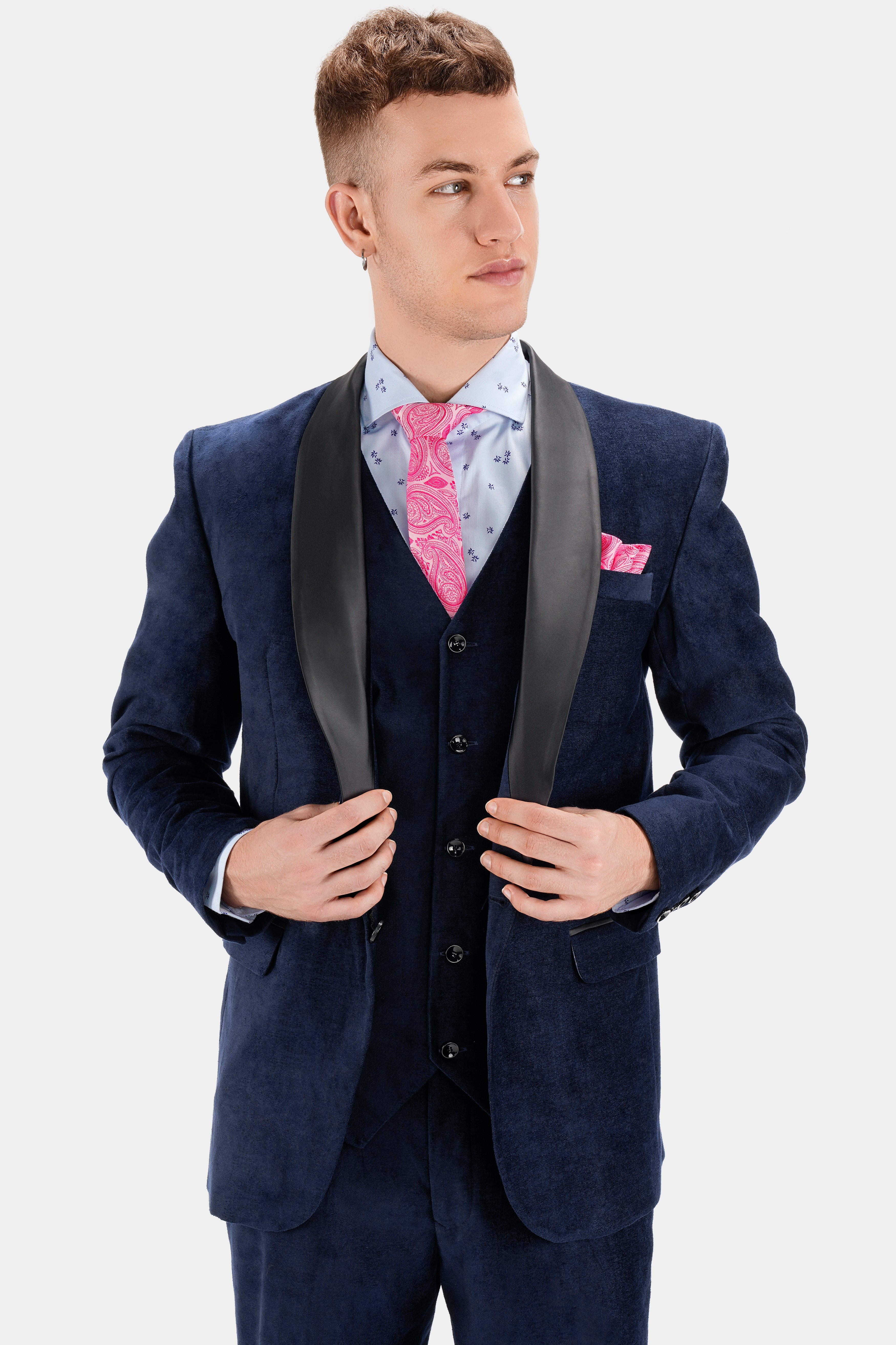 Mirage Blue Single Breasted Tuxedo Blazer BL2731-BKL-36, BL2731-BKL-38, BL2731-BKL-40, BL2731-BKL-42, BL2731-BKL-44, BL2731-BKL-46, BL2731-BKL-48, BL2731-BKL-50, BL2731-BKL-52, BL2731-BKL-54, BL2731-BKL-56, BL2731-BKL-58, BL2731-BKL-60