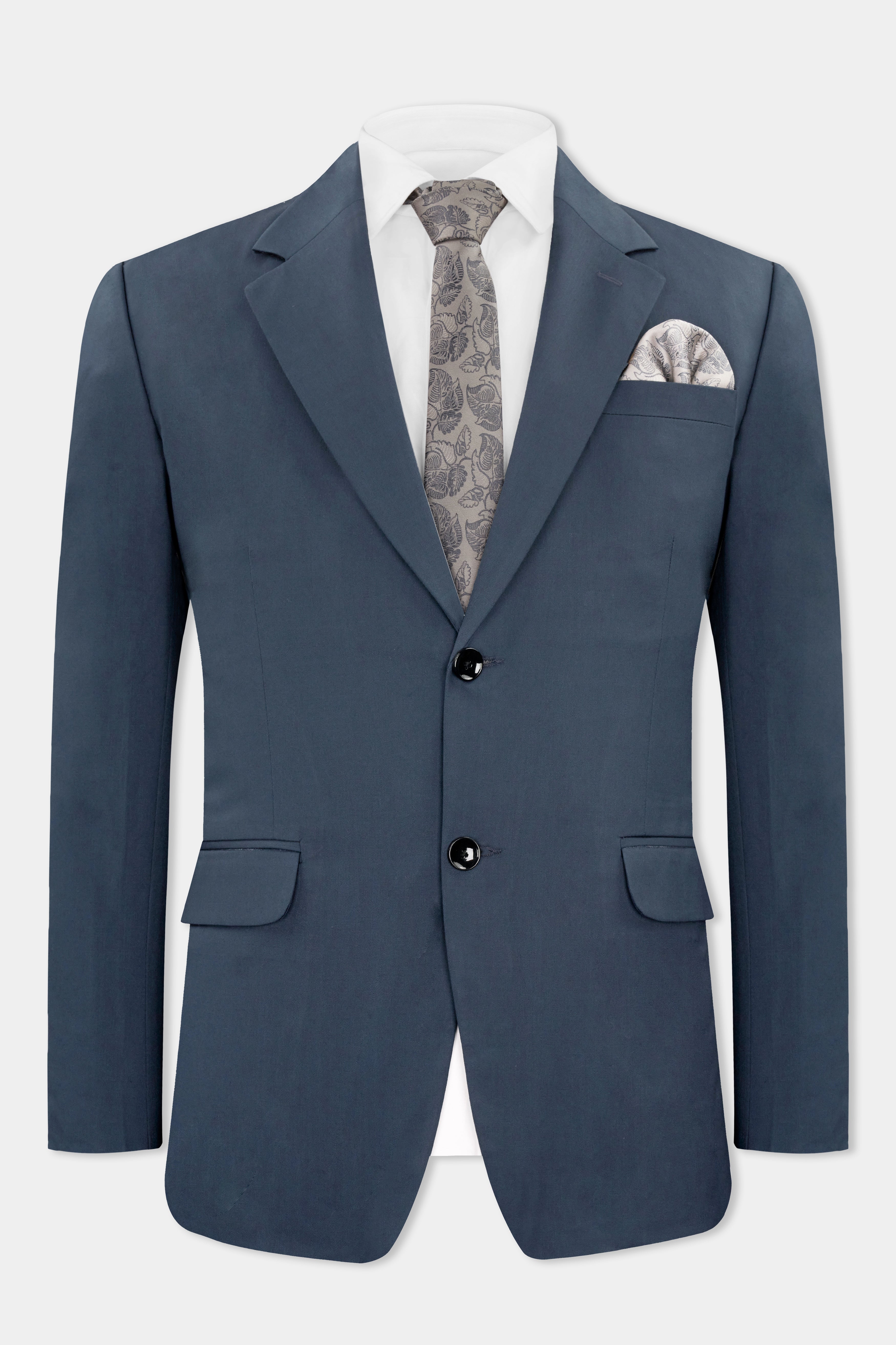 Dark Slate Blue Single Breasted Wool Rich Blazer BL2733-SB-36, BL2733-SB-38, BL2733-SB-40, BL2733-SB-42, BL2733-SB-44, BL2733-SB-46, BL2733-SB-48, BL2733-SB-50, BL2733-SB-52, BL2733-SB-54, BL2733-SB-56, BL2733-SB-58, BL2733-SB-60