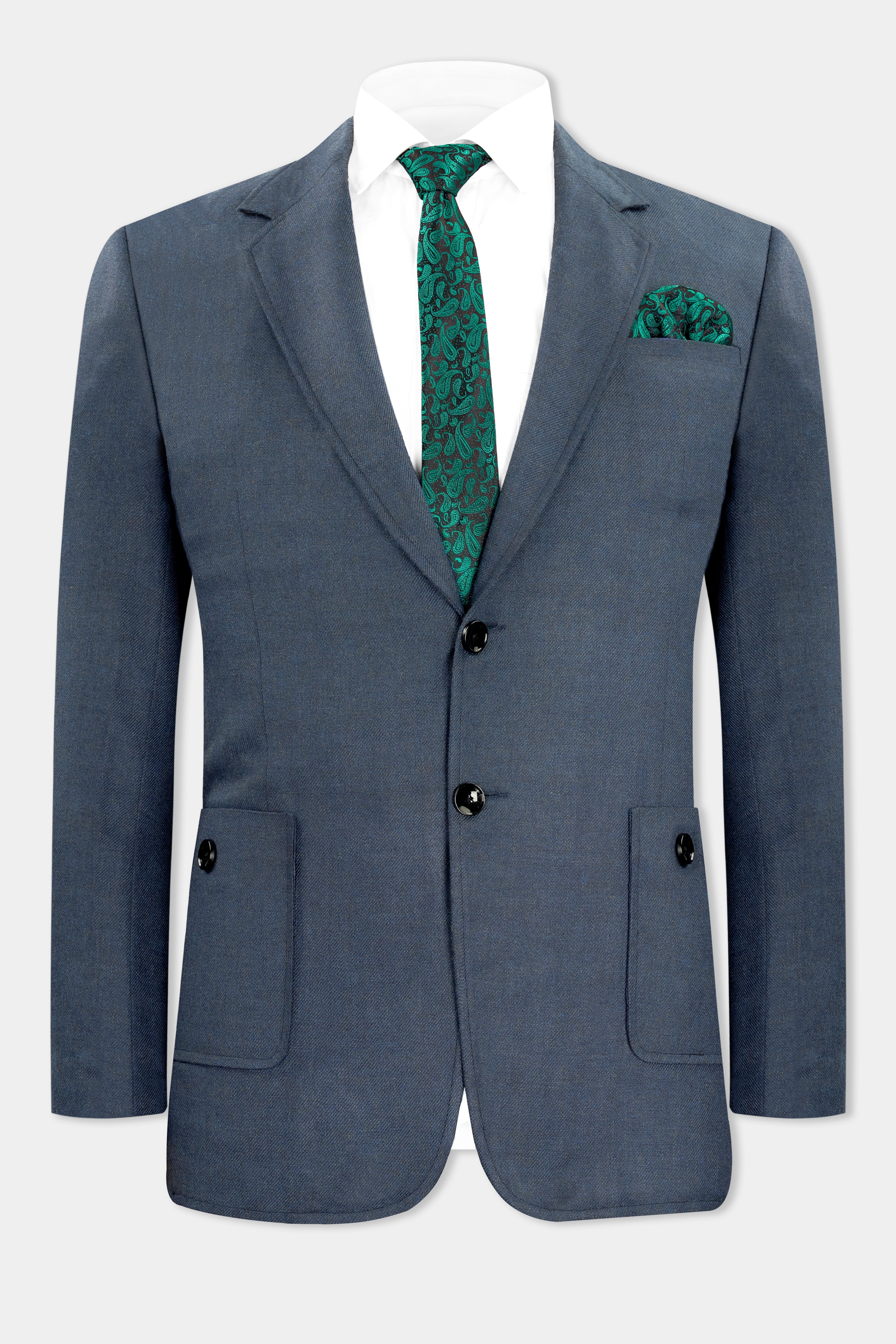 Spruce Blue Tweed Single Breasted Designer Blazer BL2735-SB-PP-D150-36, BL2735-SB-PP-D150-38, BL2735-SB-PP-D150-40, BL2735-SB-PP-D150-42, BL2735-SB-PP-D150-44, BL2735-SB-PP-D150-46, BL2735-SB-PP-D150-48, BL2735-SB-PP-D150-50, BL2735-SB-PP-D150-52, BL2735-SB-PP-D150-54, BL2735-SB-PP-D150-56, BL2735-SB-PP-D150-58, BL2735-SB-PP-D150-60