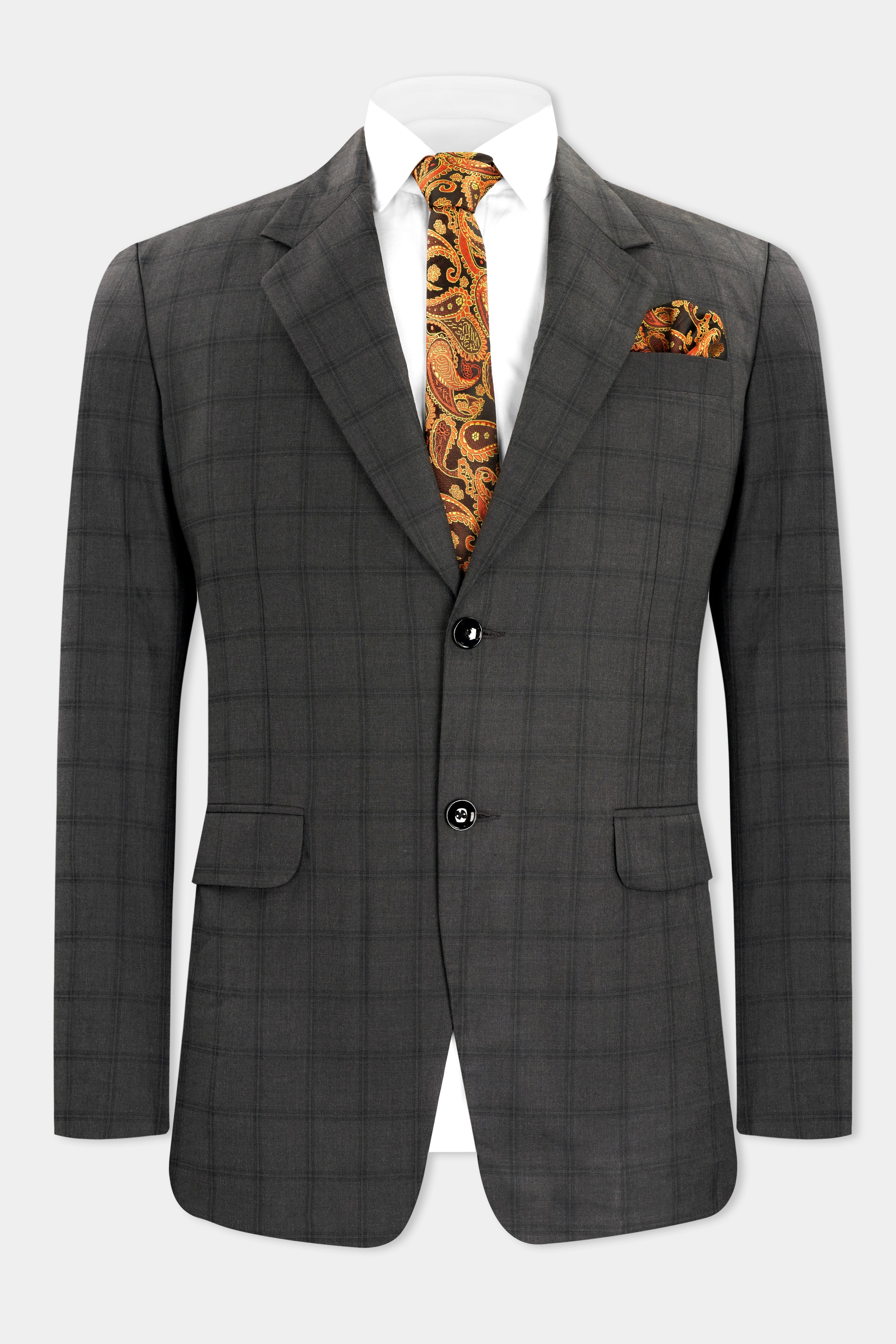 Chicago Gray Checkered Wool Rich Single Breasted Blazer BL2741-SB-36, BL2741-SB-38, BL2741-SB-40, BL2741-SB-42, BL2741-SB-44, BL2741-SB-46, BL2741-SB-48, BL2741-SB-50, BL2741-SB-52, BL2741-SB-54, BL2741-SB-56, BL2741-SB-58, BL2741-SB-60