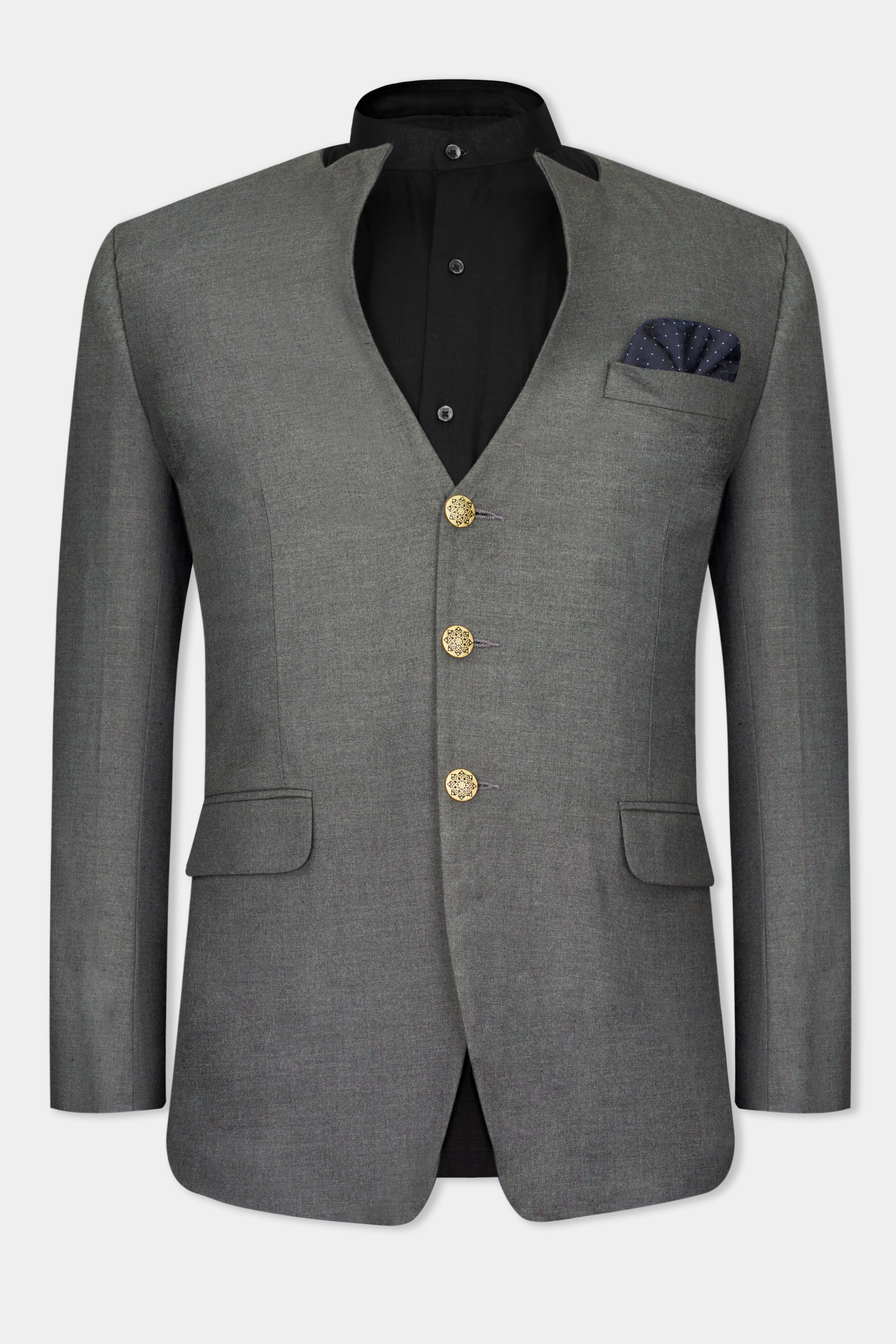 Fuscous Gray Wool Rich Single Breasted Designer Blazer BL2742-D31-36, BL2742-D31-38, BL2742-D31-40, BL2742-D31-42, BL2742-D31-44, BL2742-D31-46, BL2742-D31-48, BL2742-D31-50, BL2742-D31-52, BL2742-D31-54, BL2742-D31-56, BL2742-D31-58, BL2742-D31-60