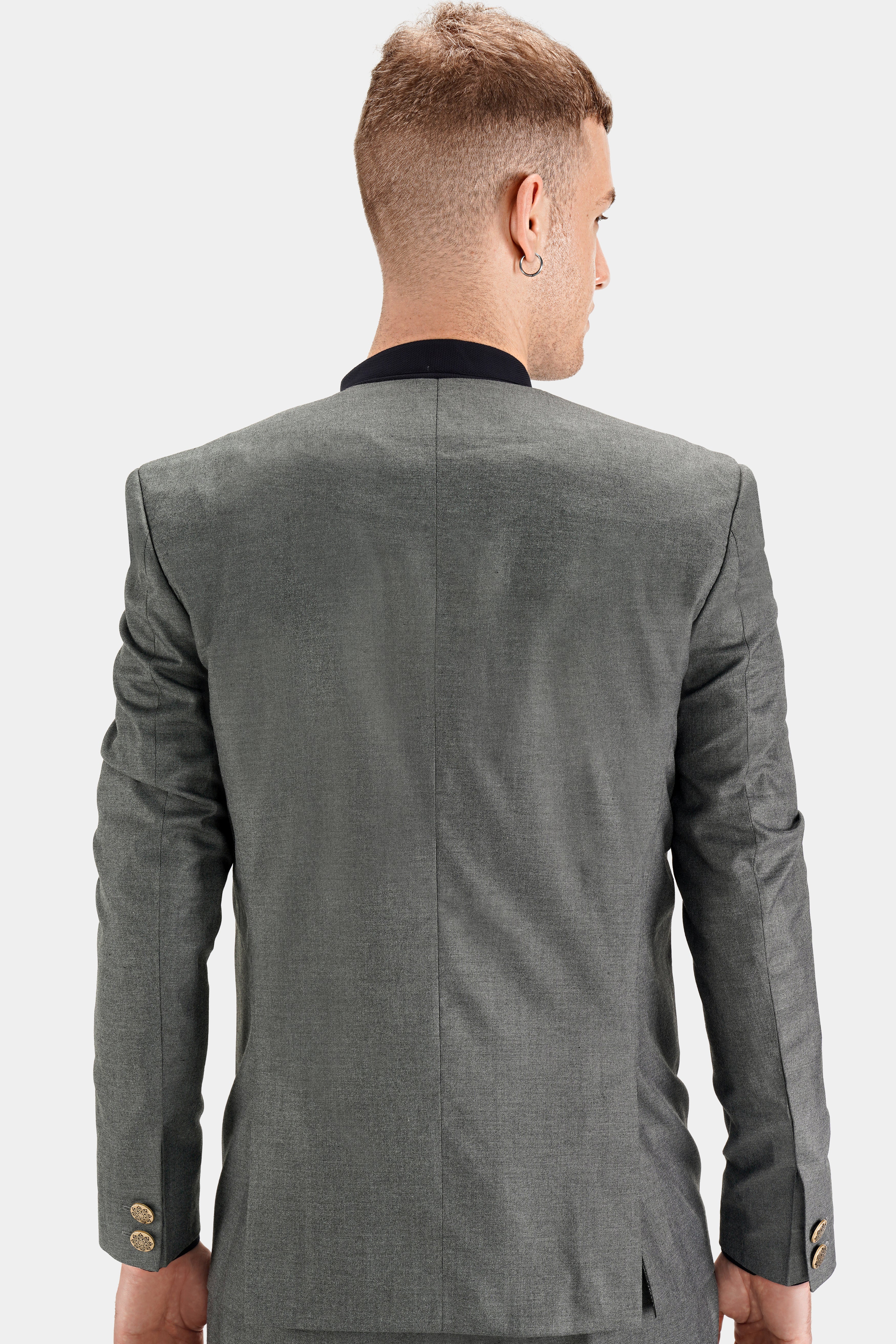 Fuscous Gray Wool Rich Single Breasted Designer Blazer BL2742-D31-36, BL2742-D31-38, BL2742-D31-40, BL2742-D31-42, BL2742-D31-44, BL2742-D31-46, BL2742-D31-48, BL2742-D31-50, BL2742-D31-52, BL2742-D31-54, BL2742-D31-56, BL2742-D31-58, BL2742-D31-60