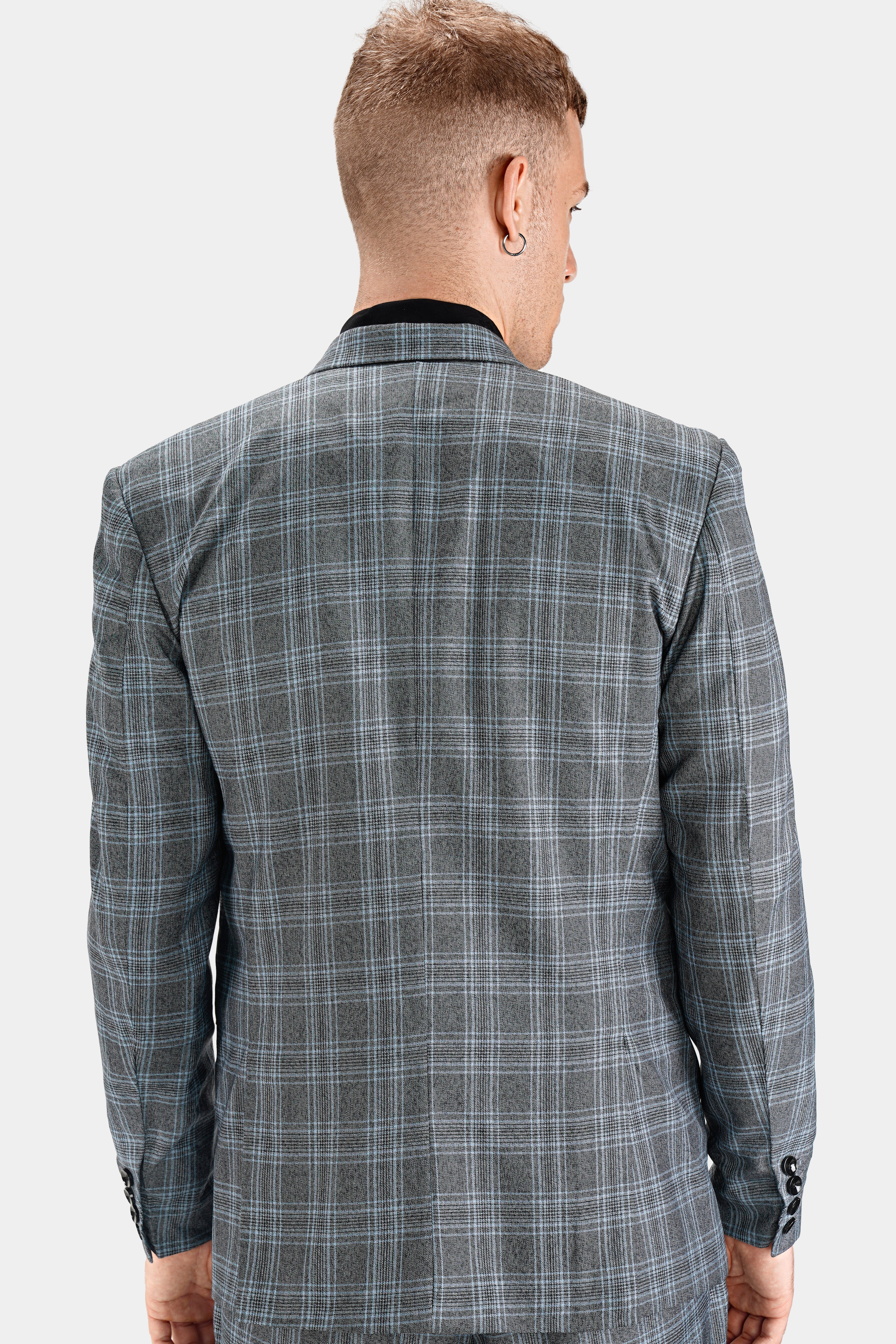 Ironside and Casper Gray Plaid Wool Rich Single Breasted Blazer BL2744-SB-36, BL2744-SB-38, BL2744-SB-40, BL2744-SB-42, BL2744-SB-44, BL2744-SB-46, BL2744-SB-48, BL2744-SB-50, BL2744-SB-52, BL2744-SB-54, BL2744-SB-56, BL2744-SB-58, BL2744-SB-60