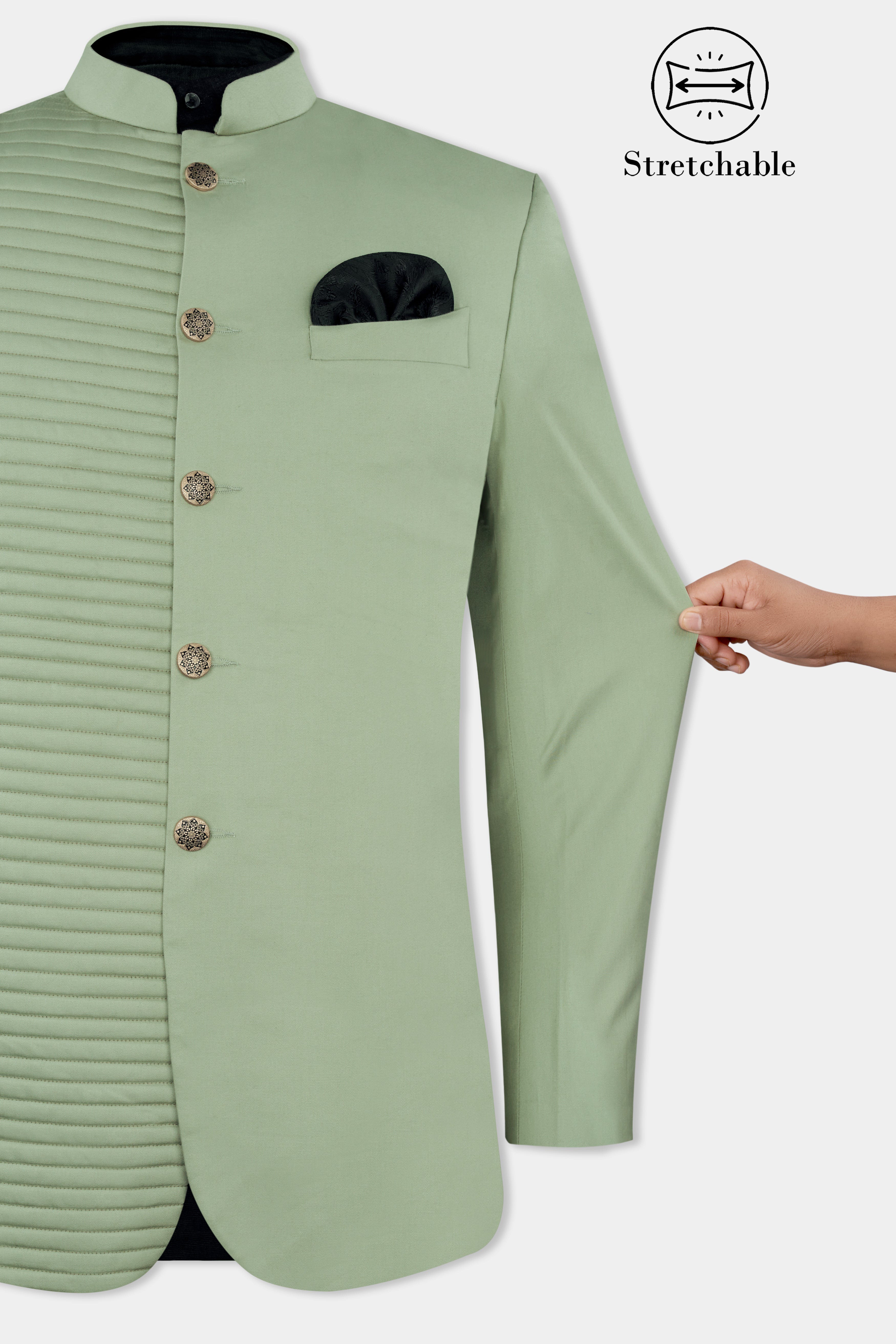 Asparagus Green with Horizontal Stitches Premium Cotton Bandhgala Designer Blazer BL2814-BG-D168-36, BL2814-BG-D168-38, BL2814-BG-D168-40, BL2814-BG-D168-42, BL2814-BG-D168-44, BL2814-BG-D168-46, BL2814-BG-D168-48, BL2814-BG-D168-50, BL2814-BG-D168-52, BL2814-BG-D168-54, BL2814-BG-D168-56, BL2814-BG-D168-58, BL2814-BG-D168-60