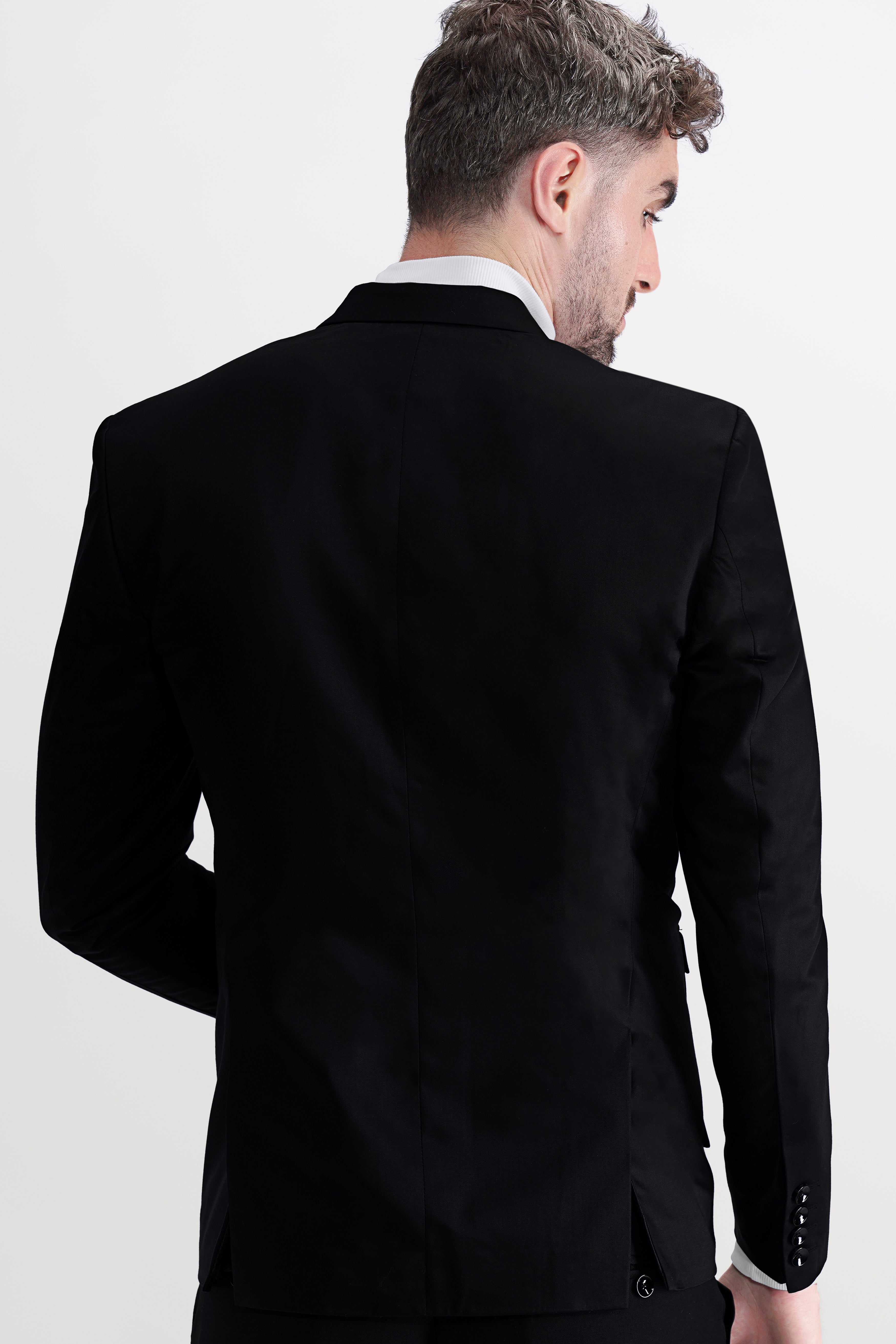 Jade Black Subtle Sheen Patch Pockets Sport Blazer