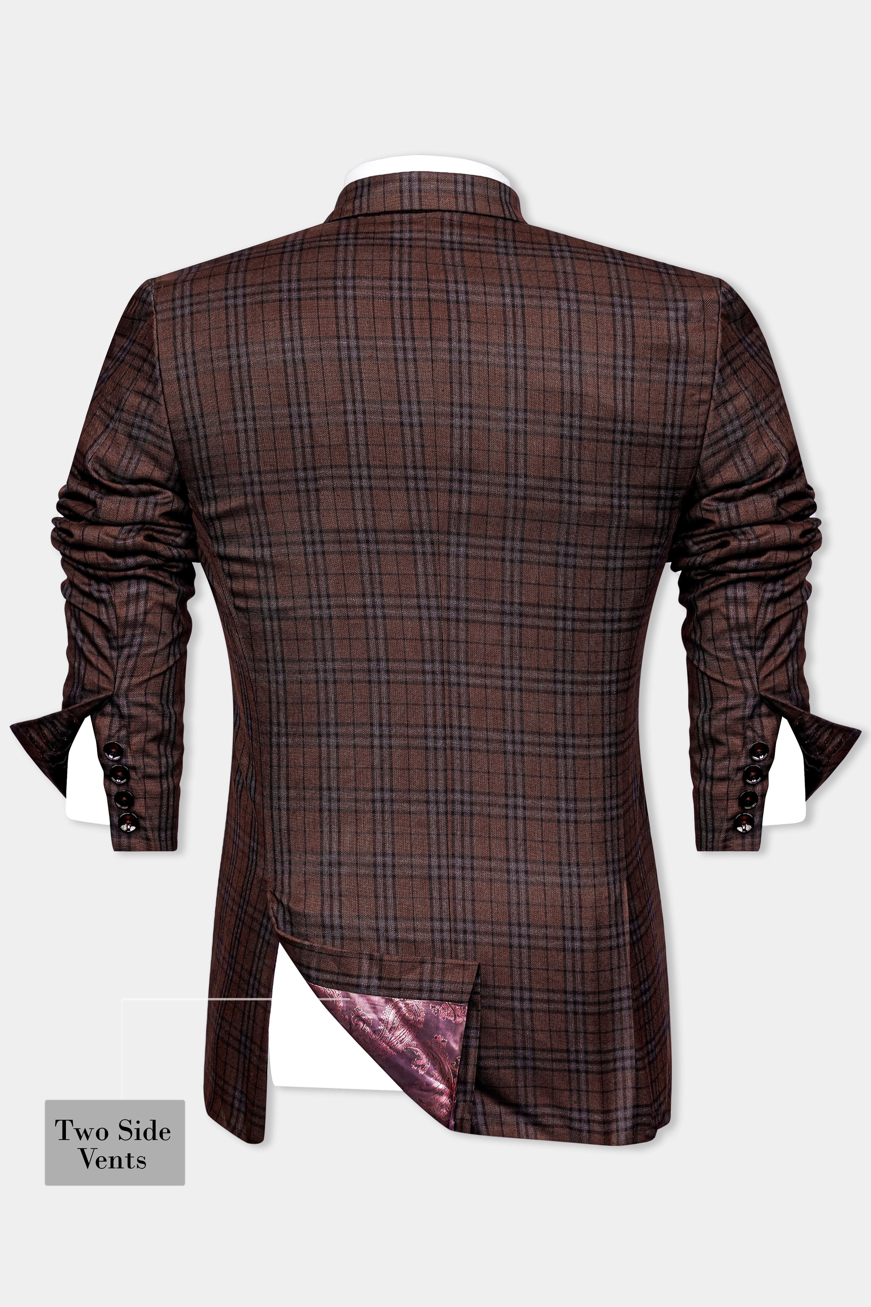 Gingerbread Plaid Wool blend Double-Brested Blazer