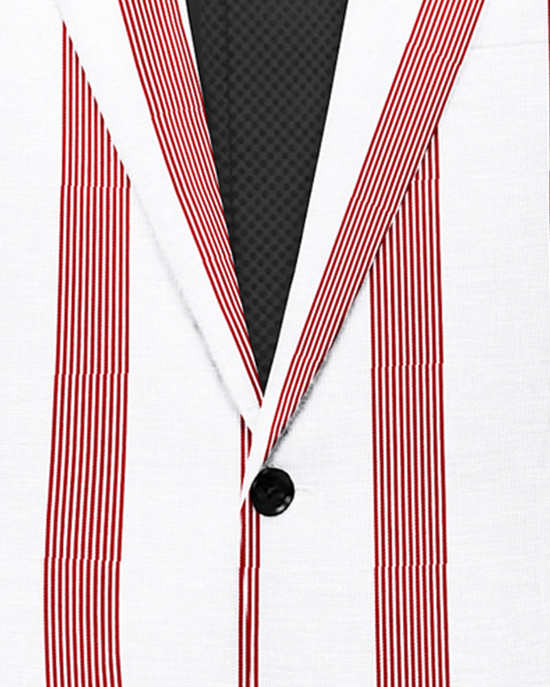 Bright White with Red Broad Striped Designer Blazer