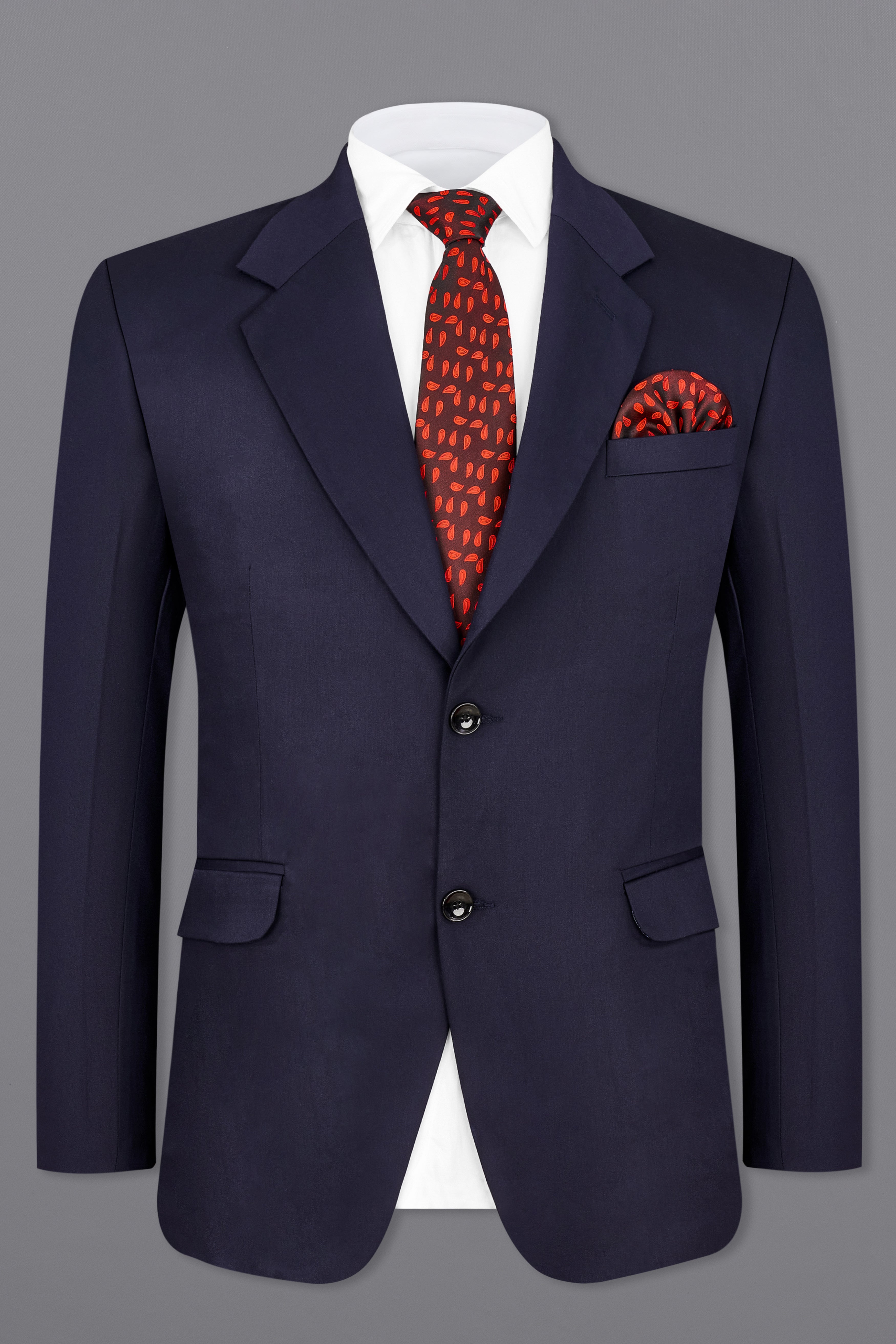 Navy Subtle Sheen Wool Blend Blazer