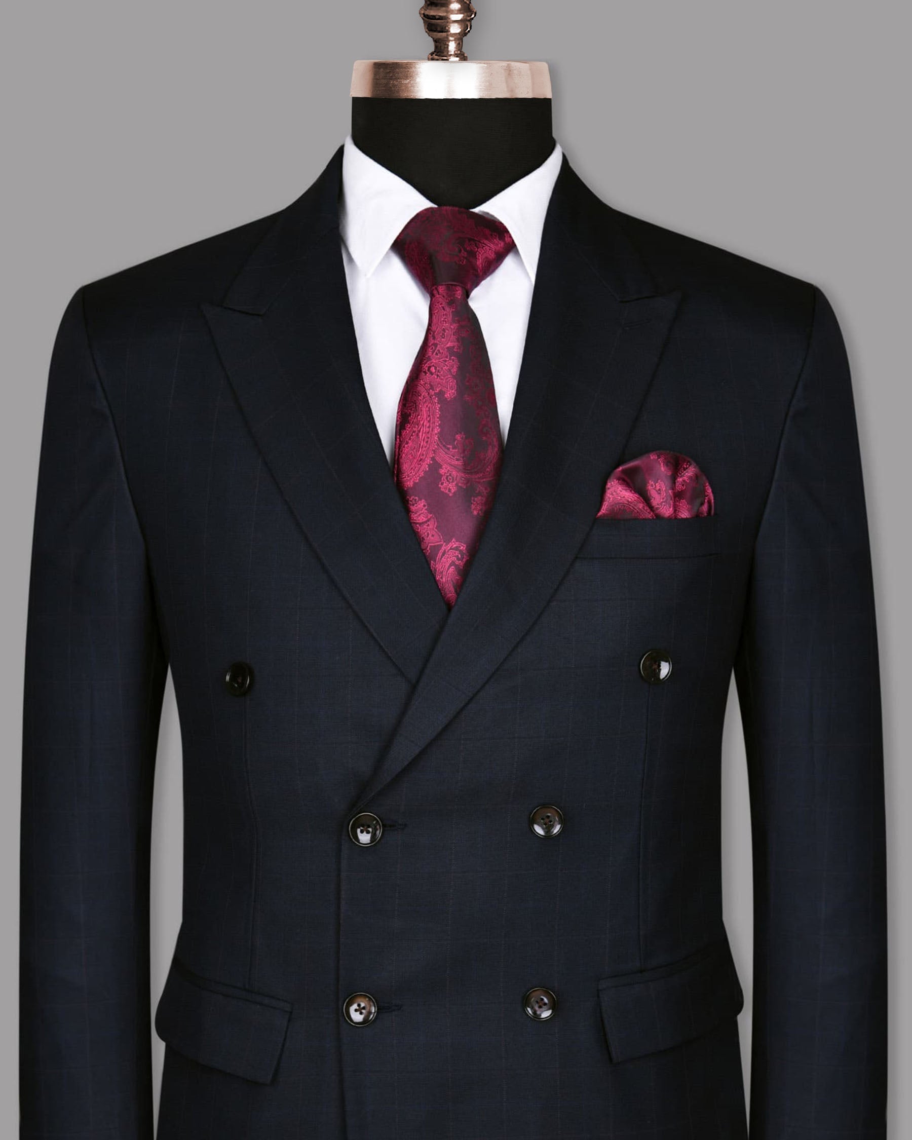 Navy Subtle Windowpane Wool Rich Double Breasted Blazer BL760DB-36, BL760DB-44, BL760DB-46, BL760DB-40, BL760DB-54, BL760DB-58, BL760DB-60, BL760DB-56, BL760DB-52, BL760DB-38, BL760DB-42, BL760DB-48, BL760DB-50