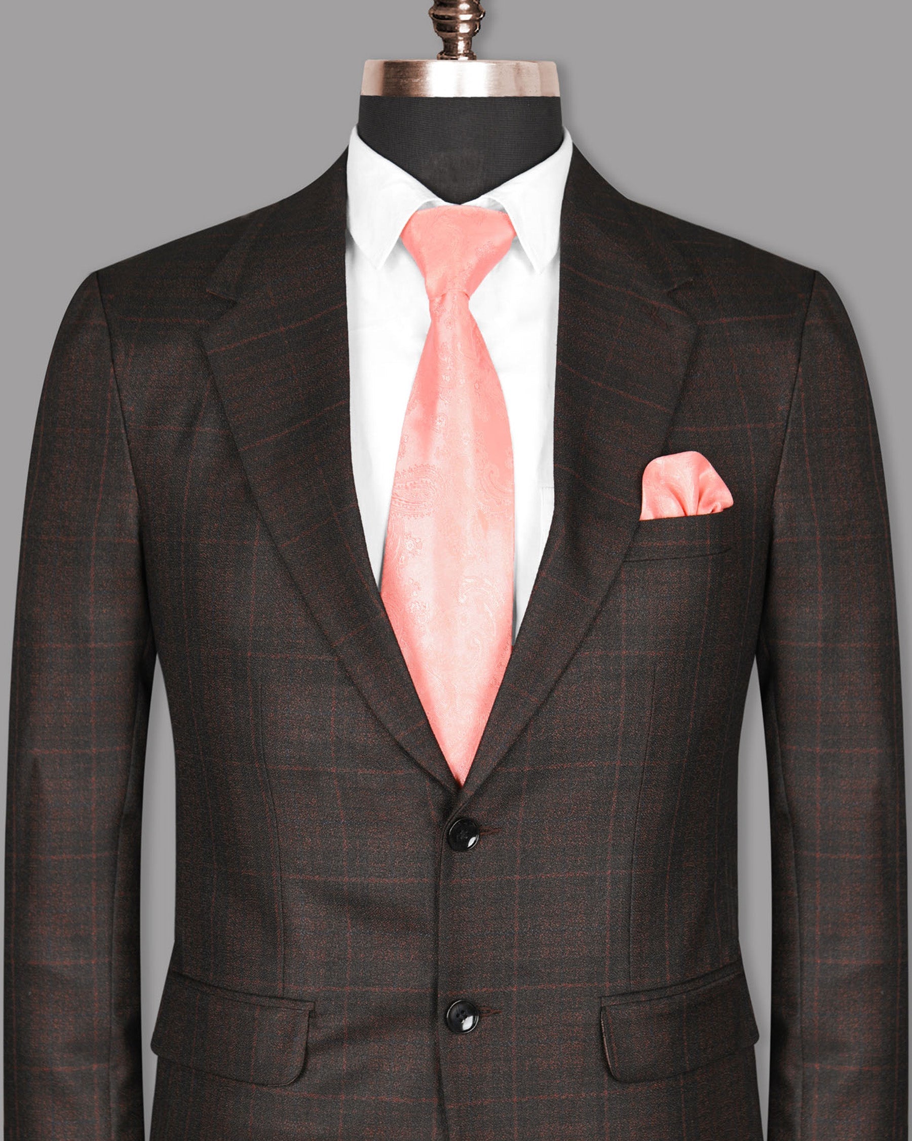 Chocolate Brown Windowpane Premium Wool Rich Blazer BL927-SB-54, BL927-SB-56, BL927-SB-48, BL927-SB-38, BL927-SB-42, BL927-SB-50, BL927-SB-58, BL927-SB-60, BL927-SB-52, BL927-SB-36, BL927-SB-40, BL927-SB-44, BL927-SB-46