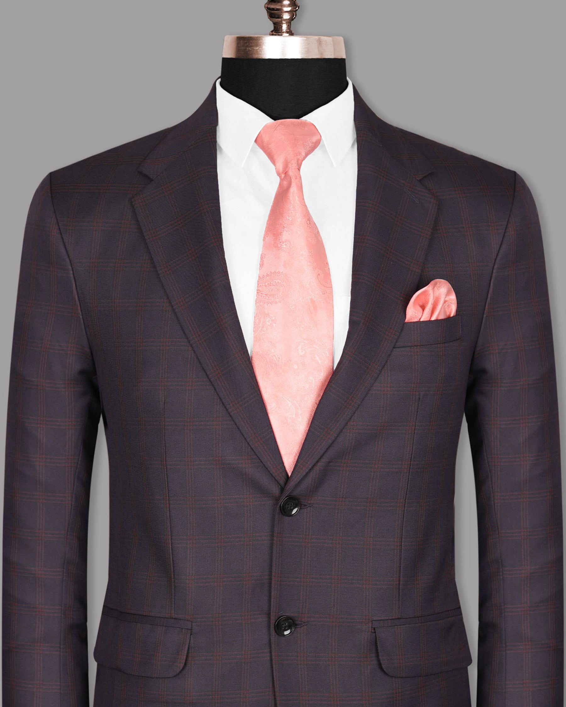 Purple with Red Windowpane Premium Wool Blazer BL930-SB-42, BL930-SB-52, BL930-SB-36, BL930-SB-38, BL930-SB-40, BL930-SB-44, BL930-SB-46, BL930-SB-48, BL930-SB-56, BL930-SB-58, BL930-SB-50, BL930-SB-60, BL930-SB-54