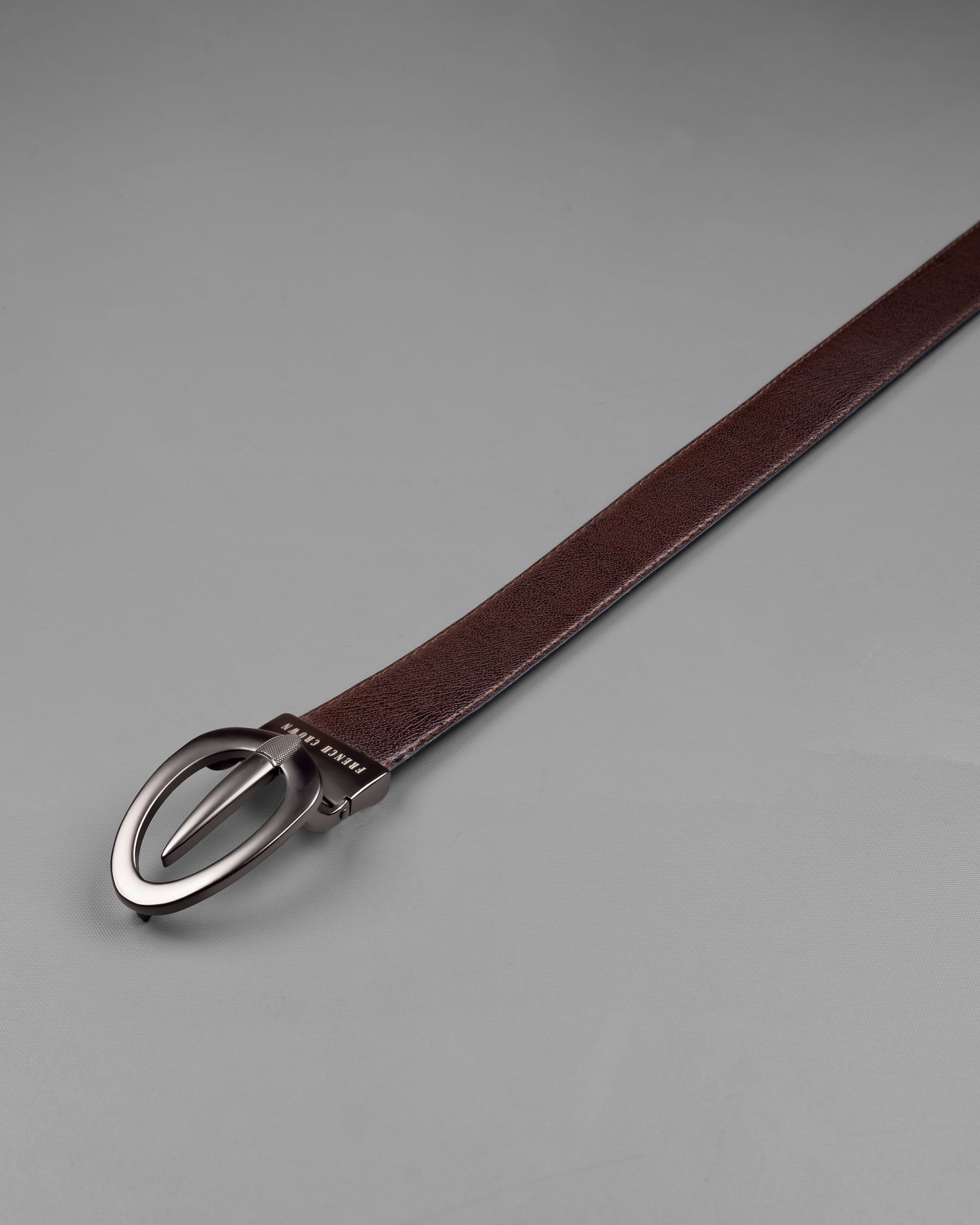 Matt Grey Oval  buckled Reversible jade Black and Brown Slight Textured Vegan Leather Handcrafted Belt BT025-28, BT025-30, BT025-32, BT025-34, BT025-36, BT025-38