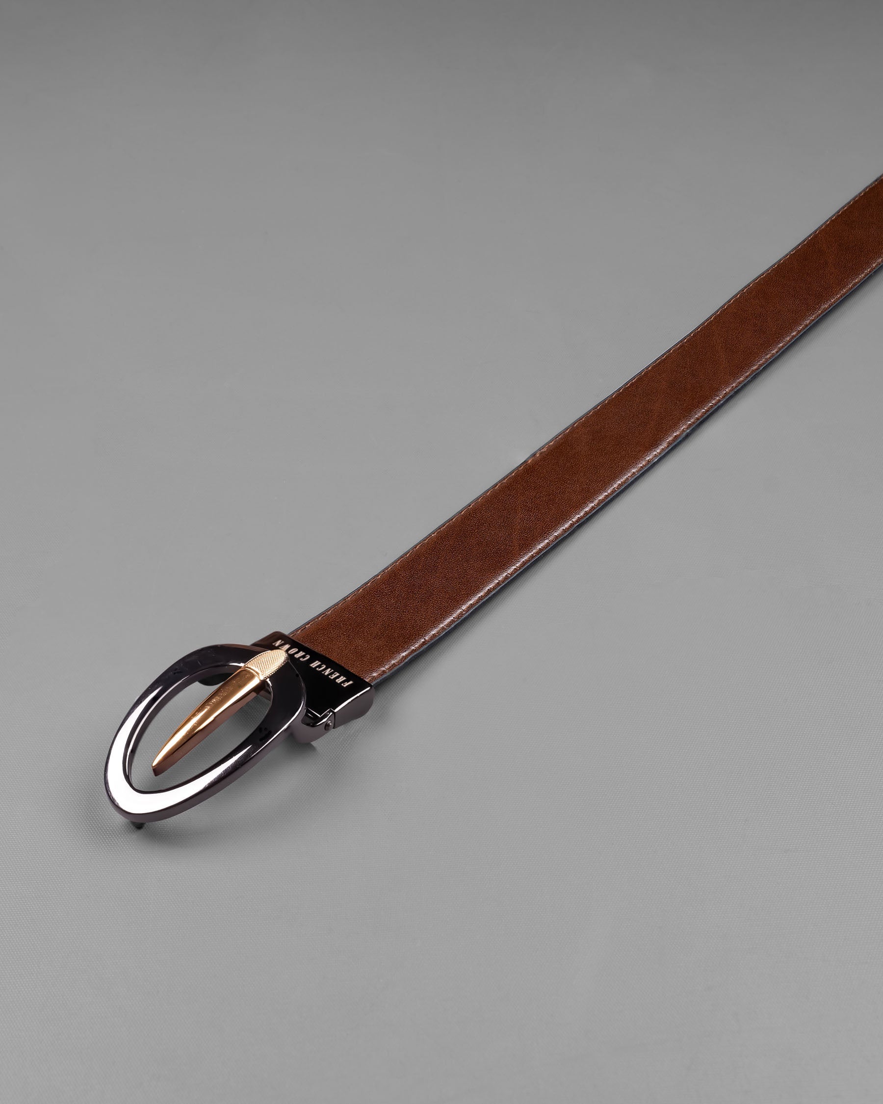 Glossy Grey and Golden Oval buckled Reversible jade Black and tan Slight Textured Vegan Leather Handcrafted Belt BT026-28, BT026-30, BT026-32, BT026-34, BT026-36, BT026-38