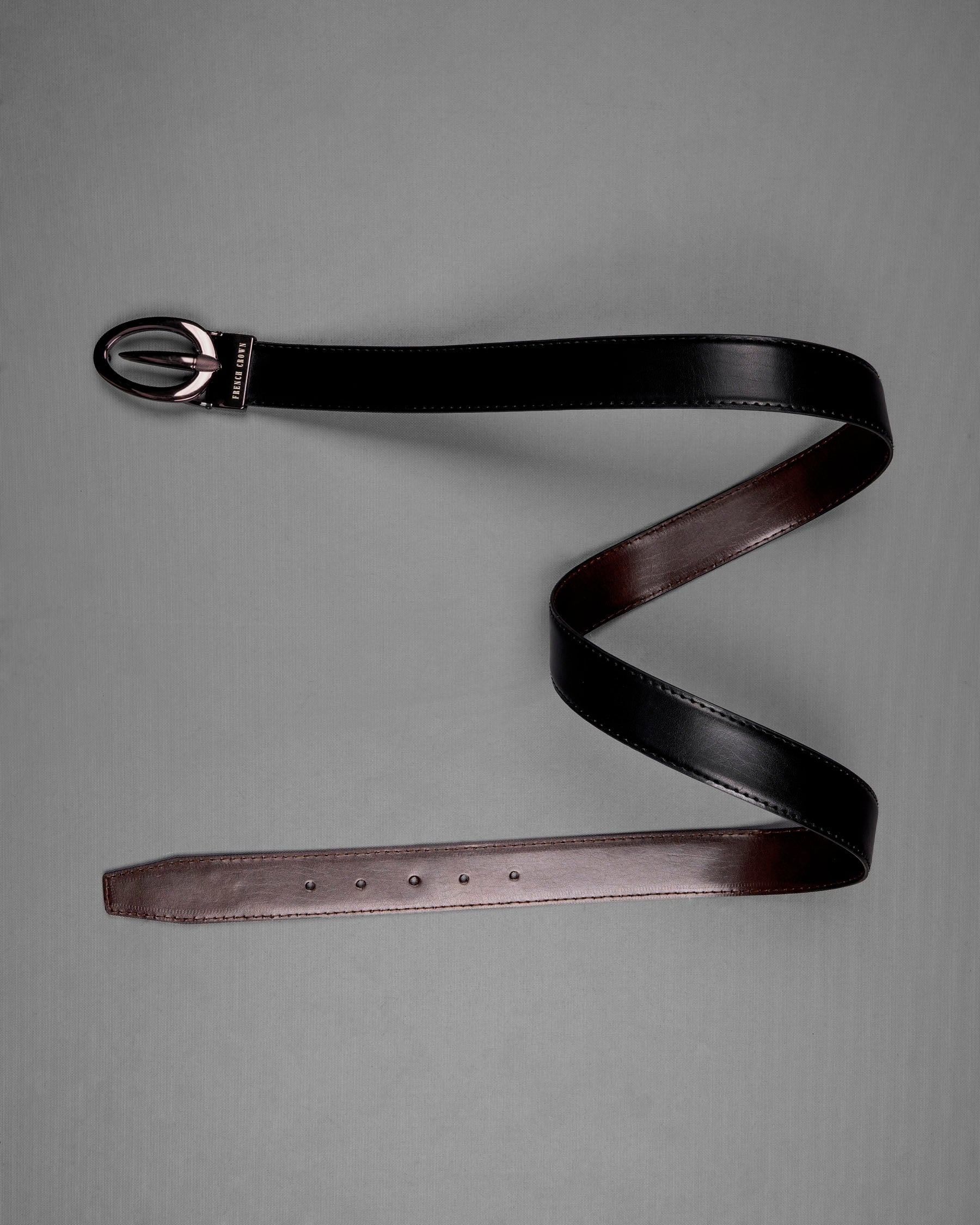 Rose Gold Grey Oval  buckled Reversible jade Black and Brown Vegan Leather Handcrafted Belt