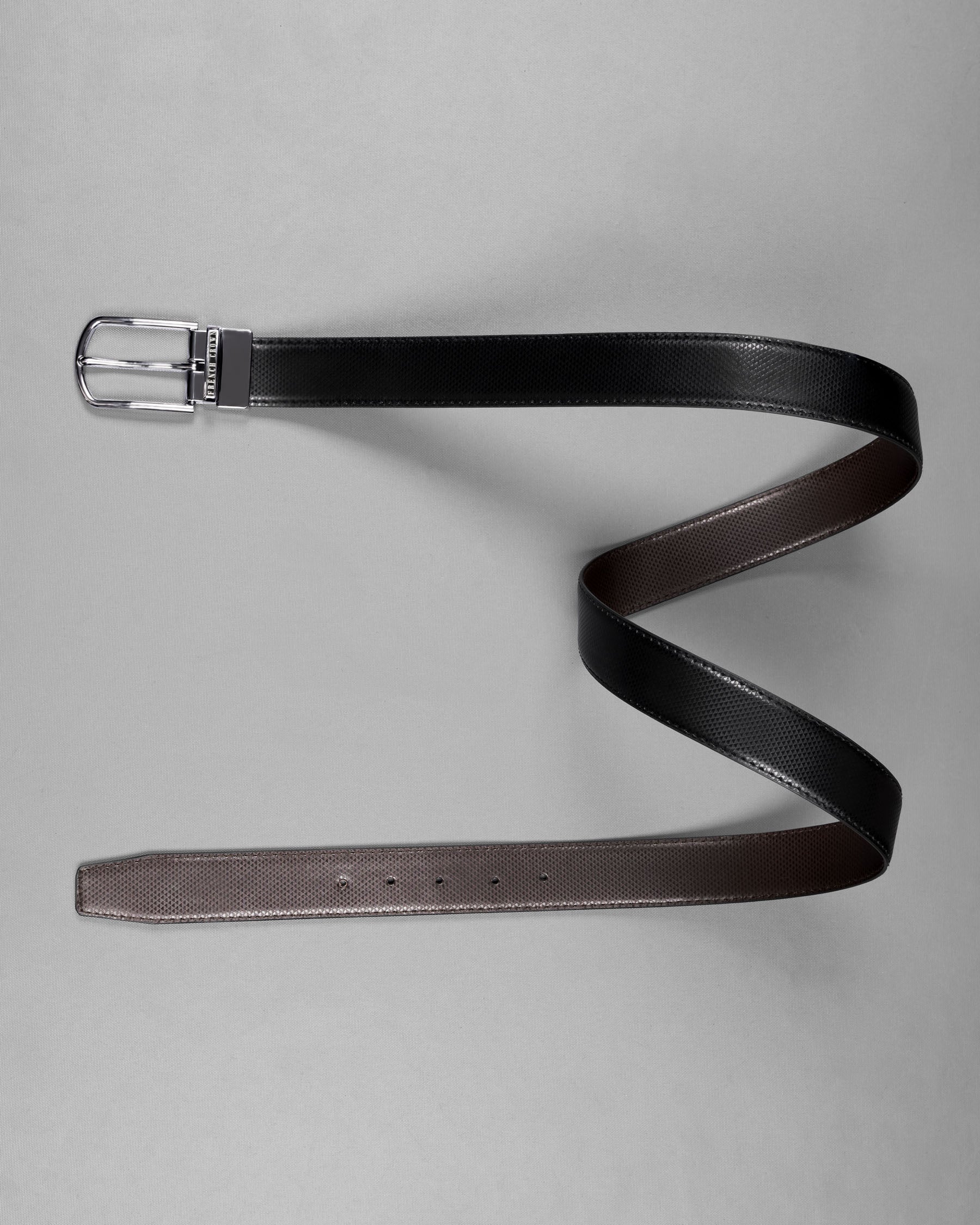 Silver buckled Reversible jade Black and Brown Vegan Leather Handcrafted Belt BT037-28, BT037-30, BT037-32, BT037-34, BT037-36, BT037-38