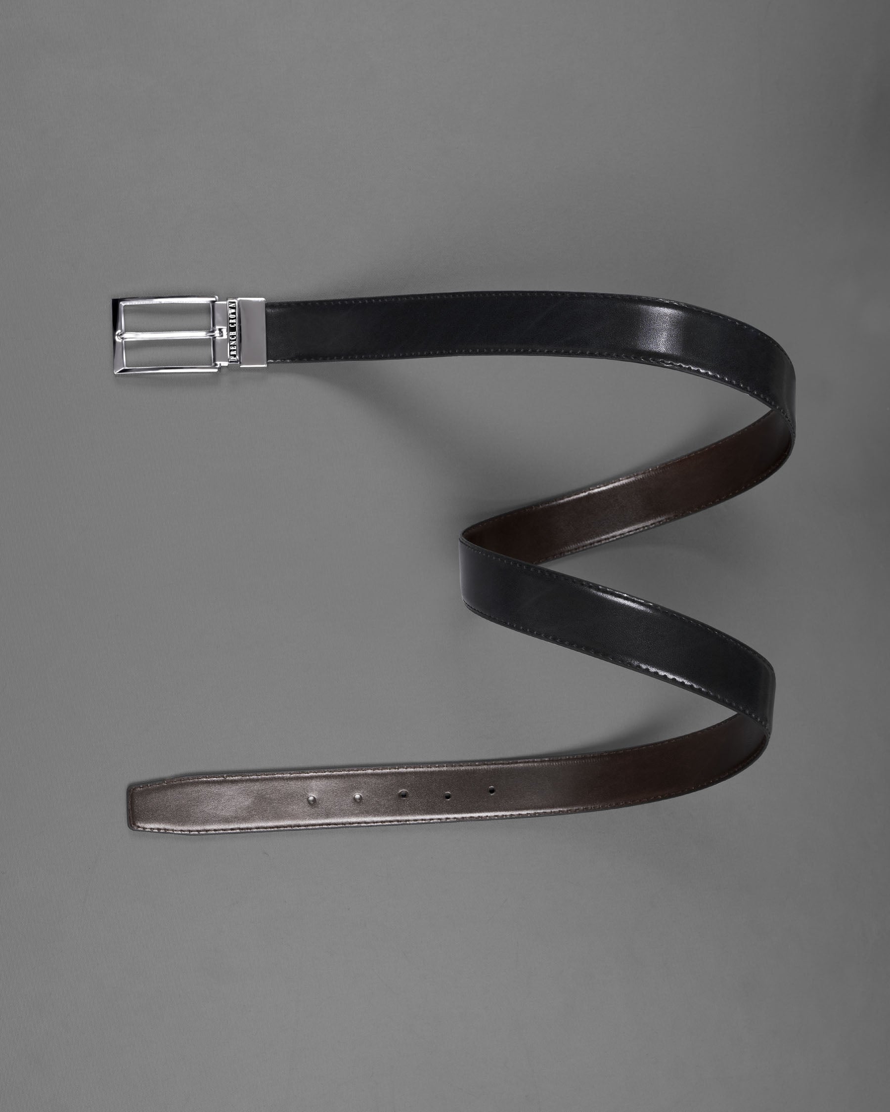 Silver buckled Reversible jade Black and Brown Vegan Leather Handcrafted Belt BT047-28, BT047-30, BT047-32, BT047-34, BT047-36, BT047-38