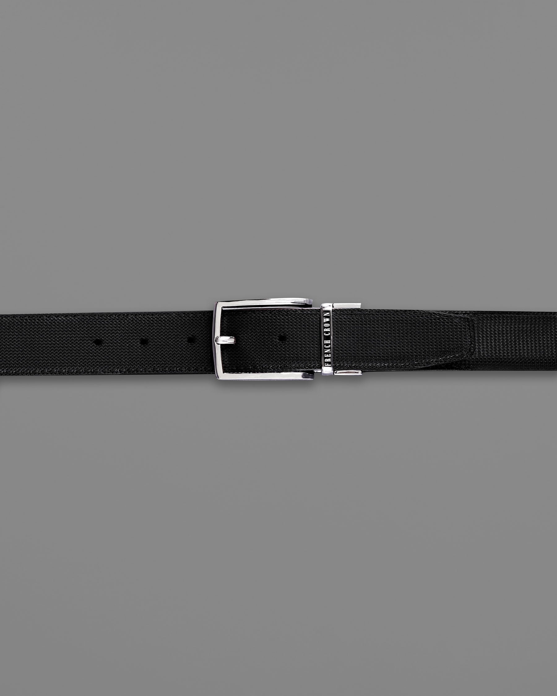 Silver  buckled Subtle Textured Reversible jade Black and Brown Vegan Leather Handcrafted Belt