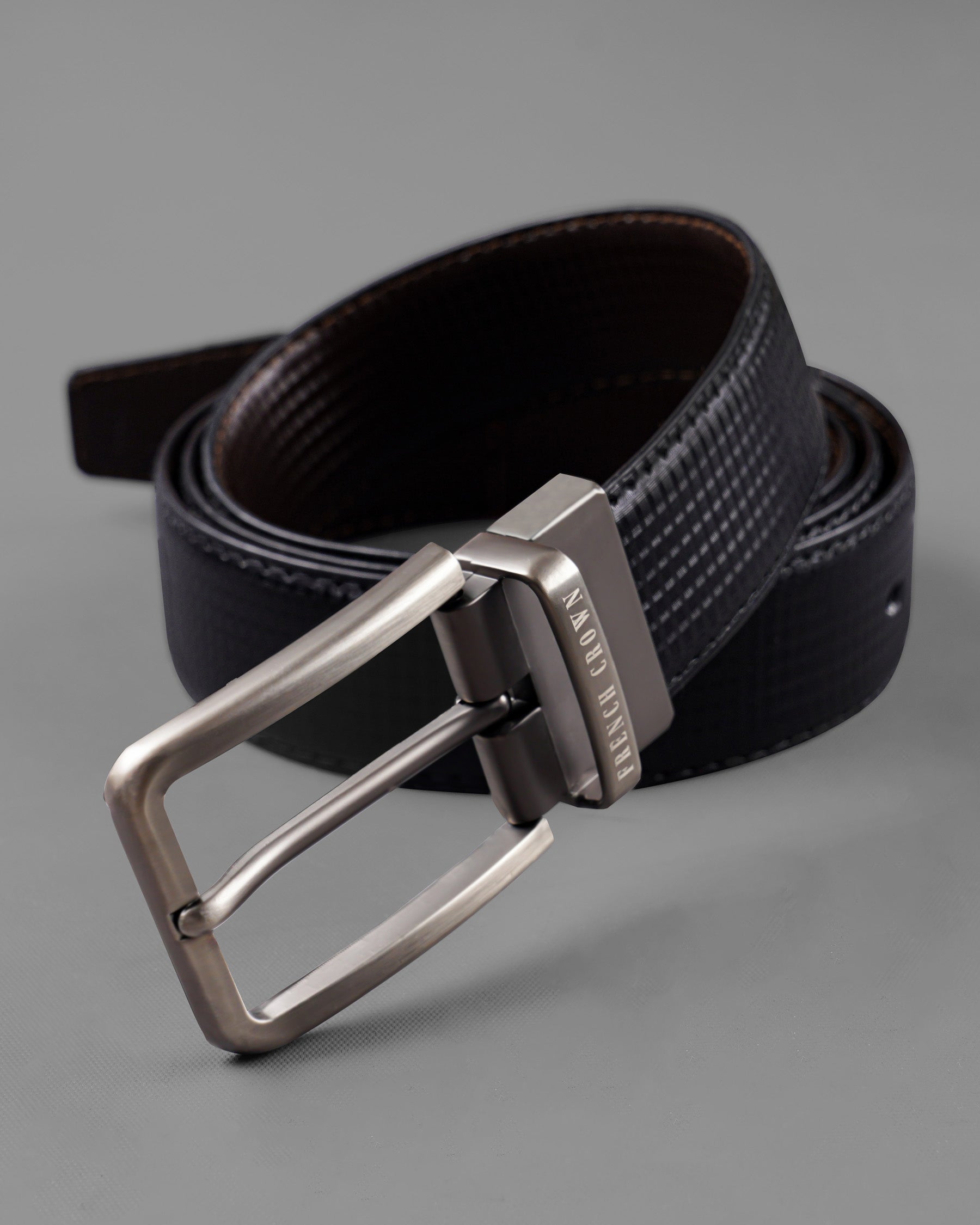 Silver Buckle Glossy Finish with Jade Black and Brown Leather Free Handcrafted Reversible Belt BT054-28, BT054-30, BT054-32, BT054-34, BT054-36, BT054-38