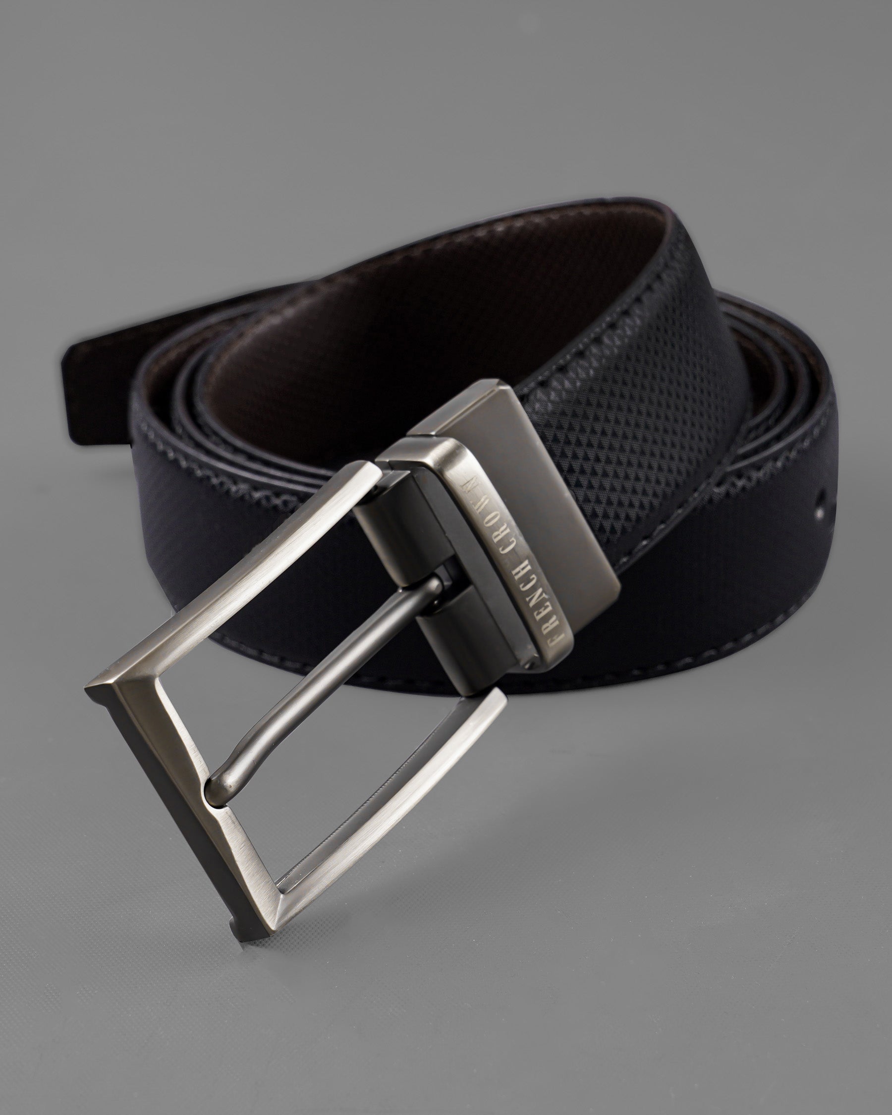 Silver Buckle with Jade Black and Brown Leather Free Handcrafted Reversible Belt BT058-28, BT058-30, BT058-32, BT058-34, BT058-36, BT058-38