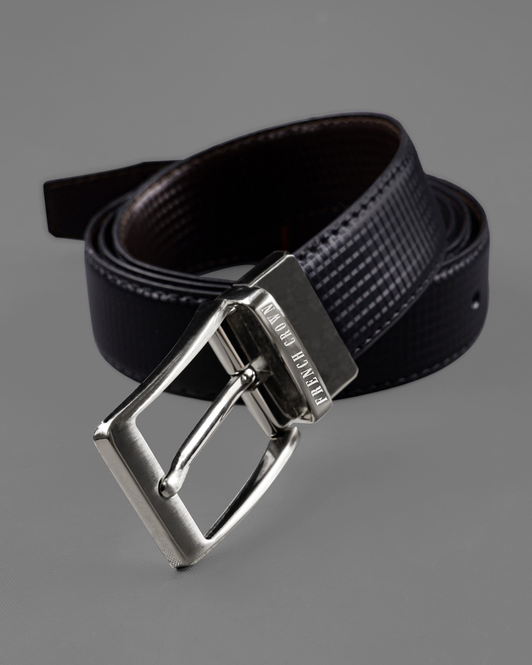 Silver Shiny Buckle with Jade Black and Brown Leather Free Handcrafted Reversible Belt BT066-28, BT066-30, BT066-32, BT066-34, BT066-36, BT066-38