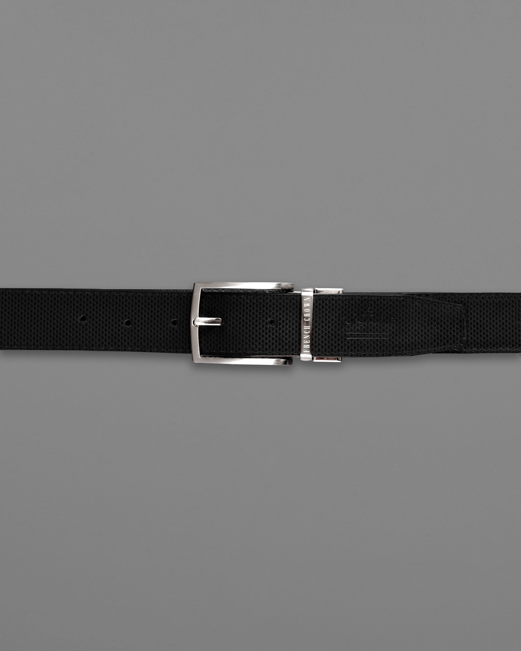 Silver Metallic Shiny Buckle with Jade Black and Brown Leather Free Handcrafted Reversible Belt BT069-28, BT069-30, BT069-32, BT069-34, BT069-36, BT069-38