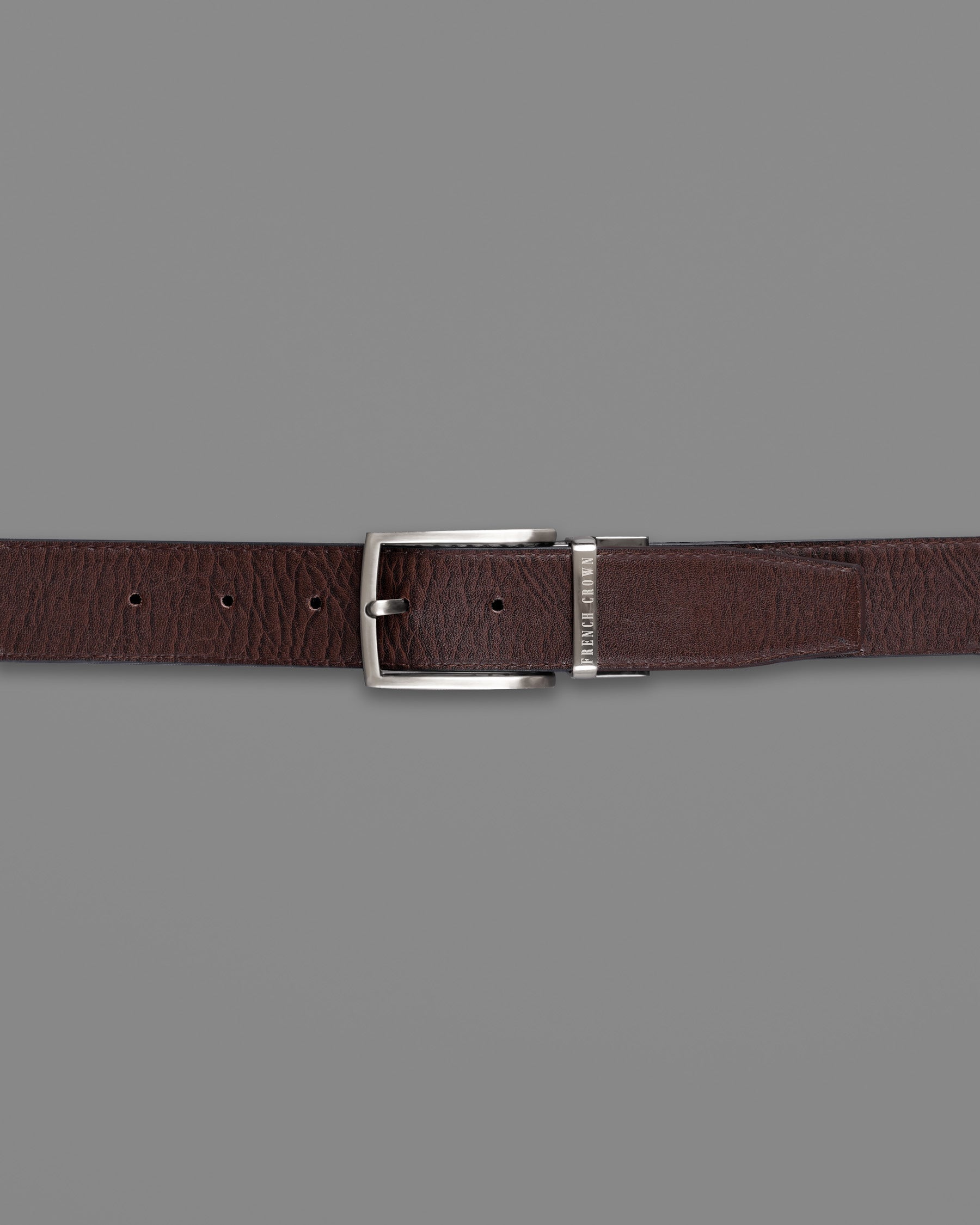 Silver Metallic Shiny Buckle with Jade Black and Brown Leather Free Handcrafted Reversible Belt BT076-28, BT076-30, BT076-32, BT076-34, BT076-36, BT076-38