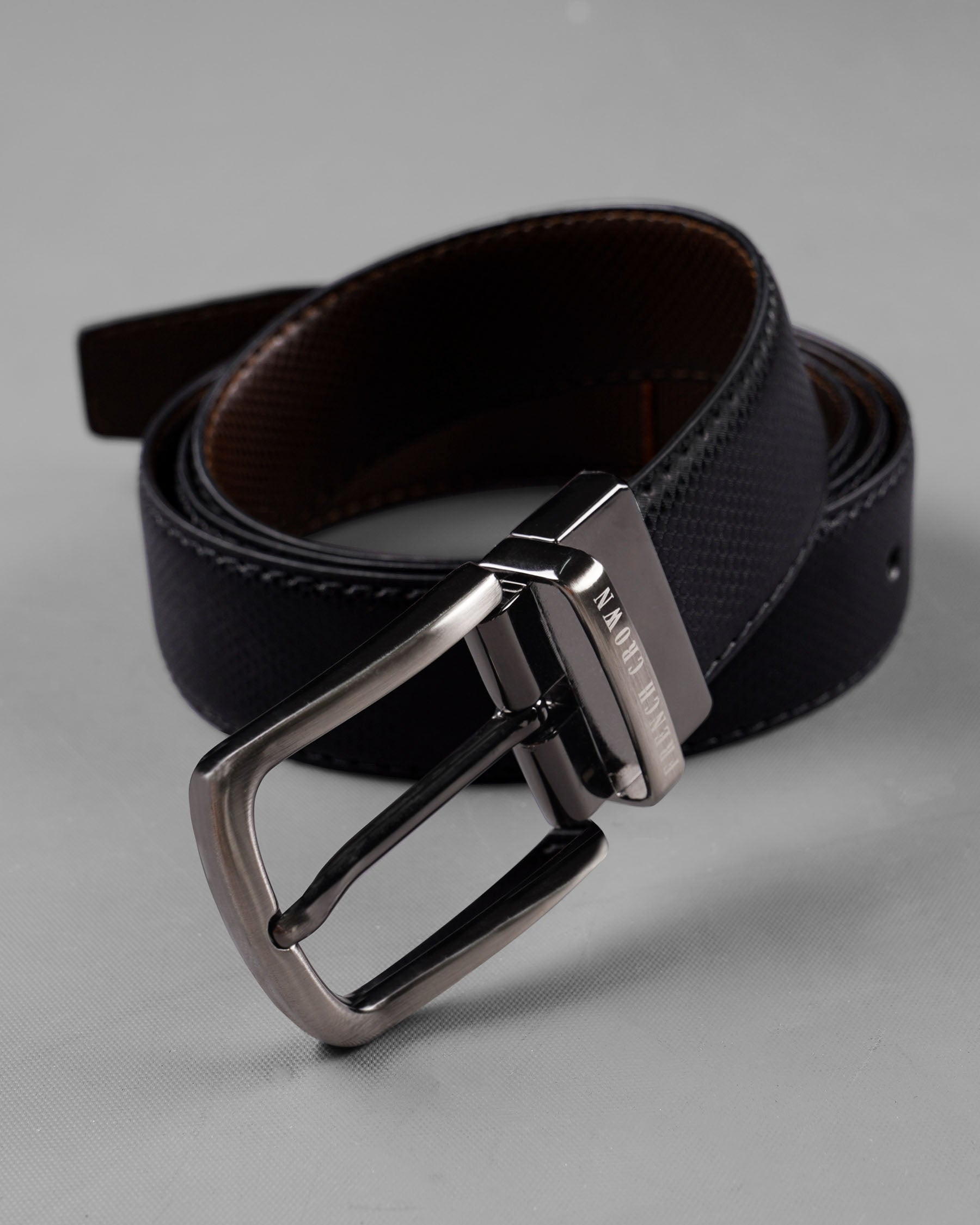 Silver Metallic Shiny Buckle Jade Black and Brown Leather Free Handcrafted Reversible Belt BT080-28, BT080-30, BT080-32, BT080-34, BT080-36, BT080-38