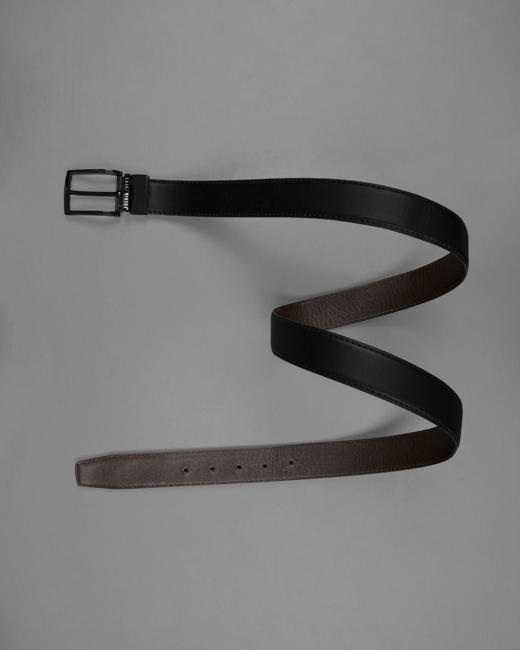 Silver Shiny Buckle with Jade Black and Brown Leather Free Handcrafted Reversible Belt BT086-28, BT086-30, BT086-32, BT086-34, BT086-36, BT086-38