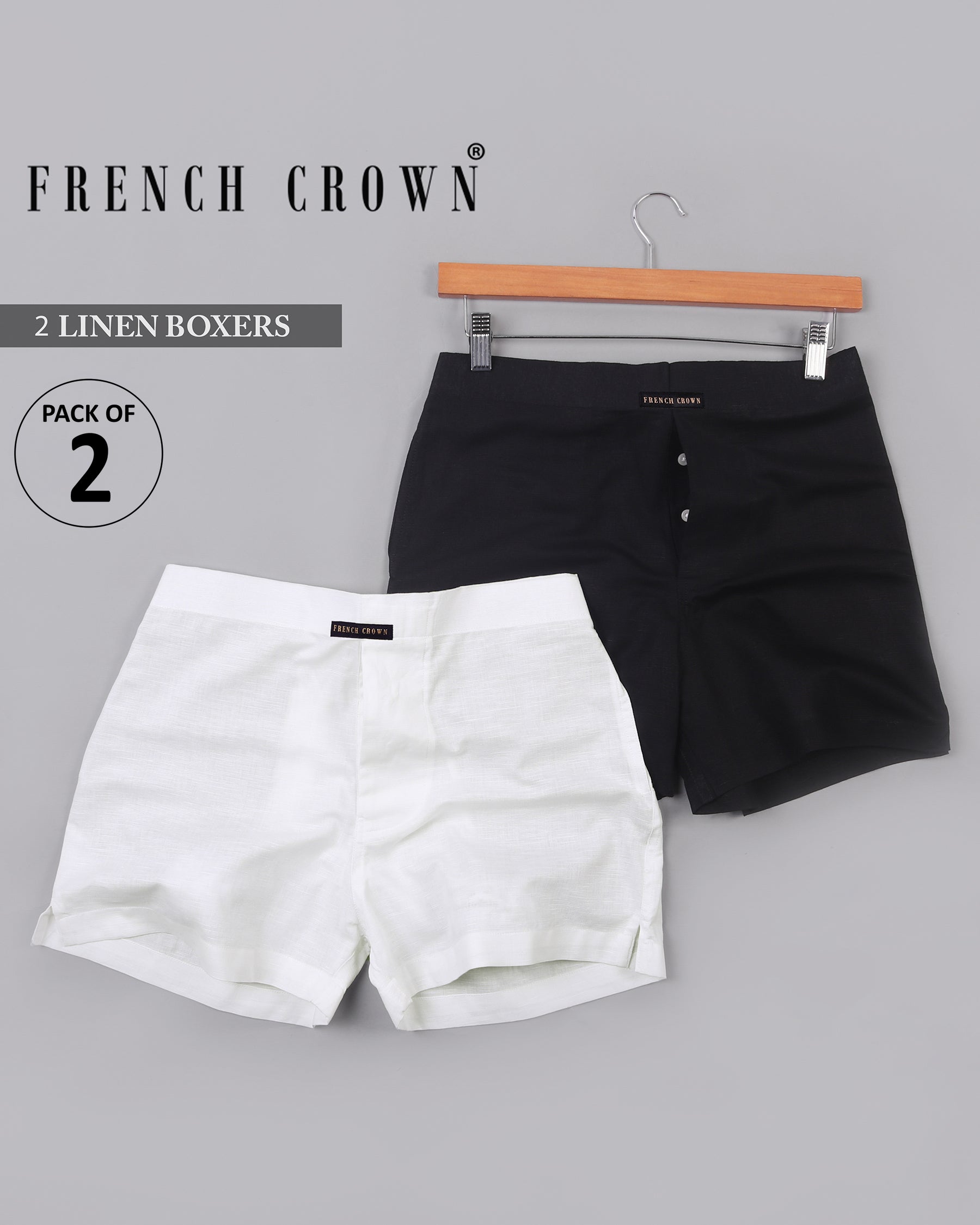 White Premium linen and Black Premium Linen Boxers