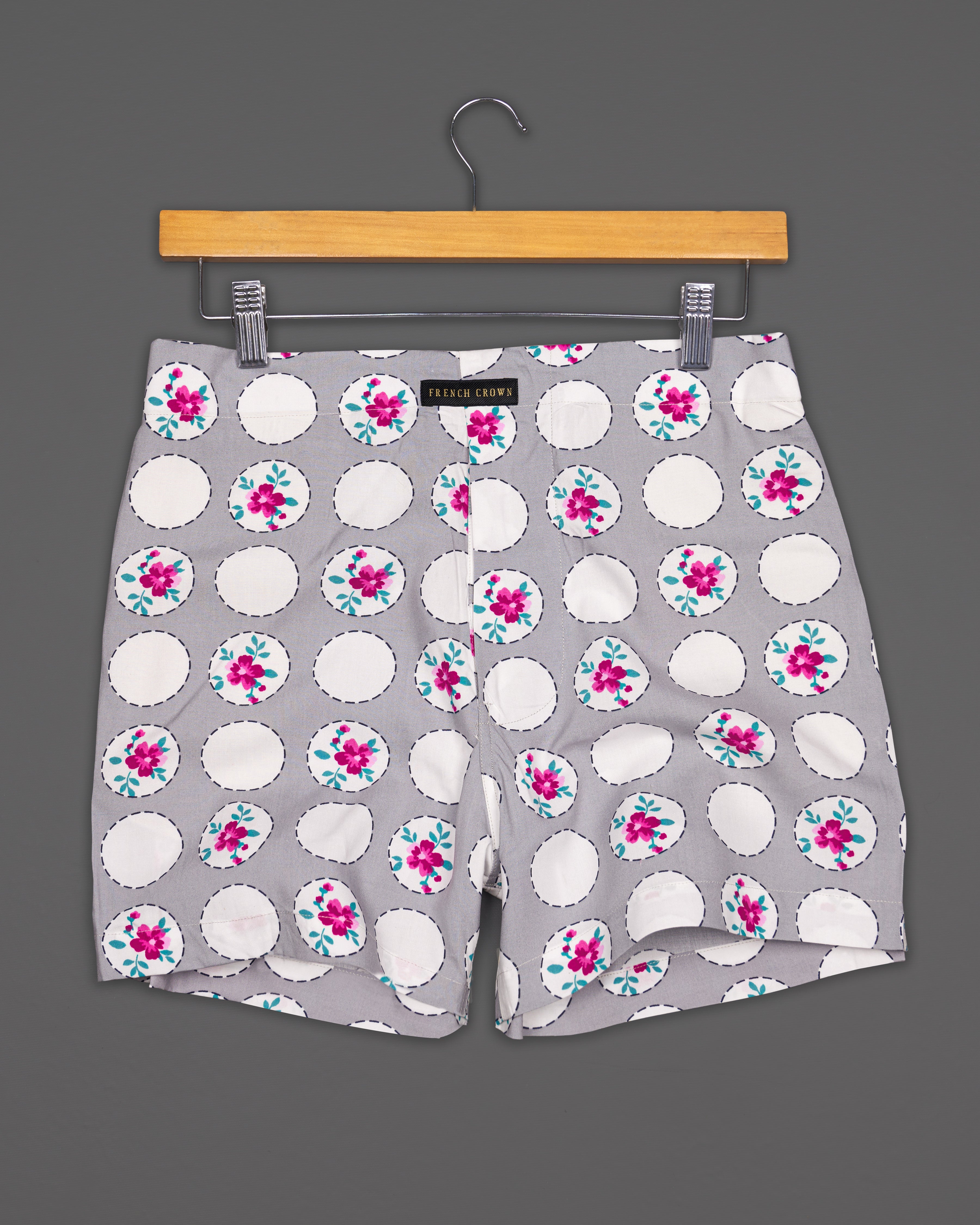 Martini Gray with White Printed Premium Cotton Boxers with Salmon Pink Checkered Twill Premium Cotton Boxers Combo BX441-BX442-28, BX441-BX442-30, BX441-BX442-32, BX441-BX442-34, BX441-BX442-36, BX441-BX442-38, BX441-BX442-40, BX441-BX442-42, BX441-BX442-44