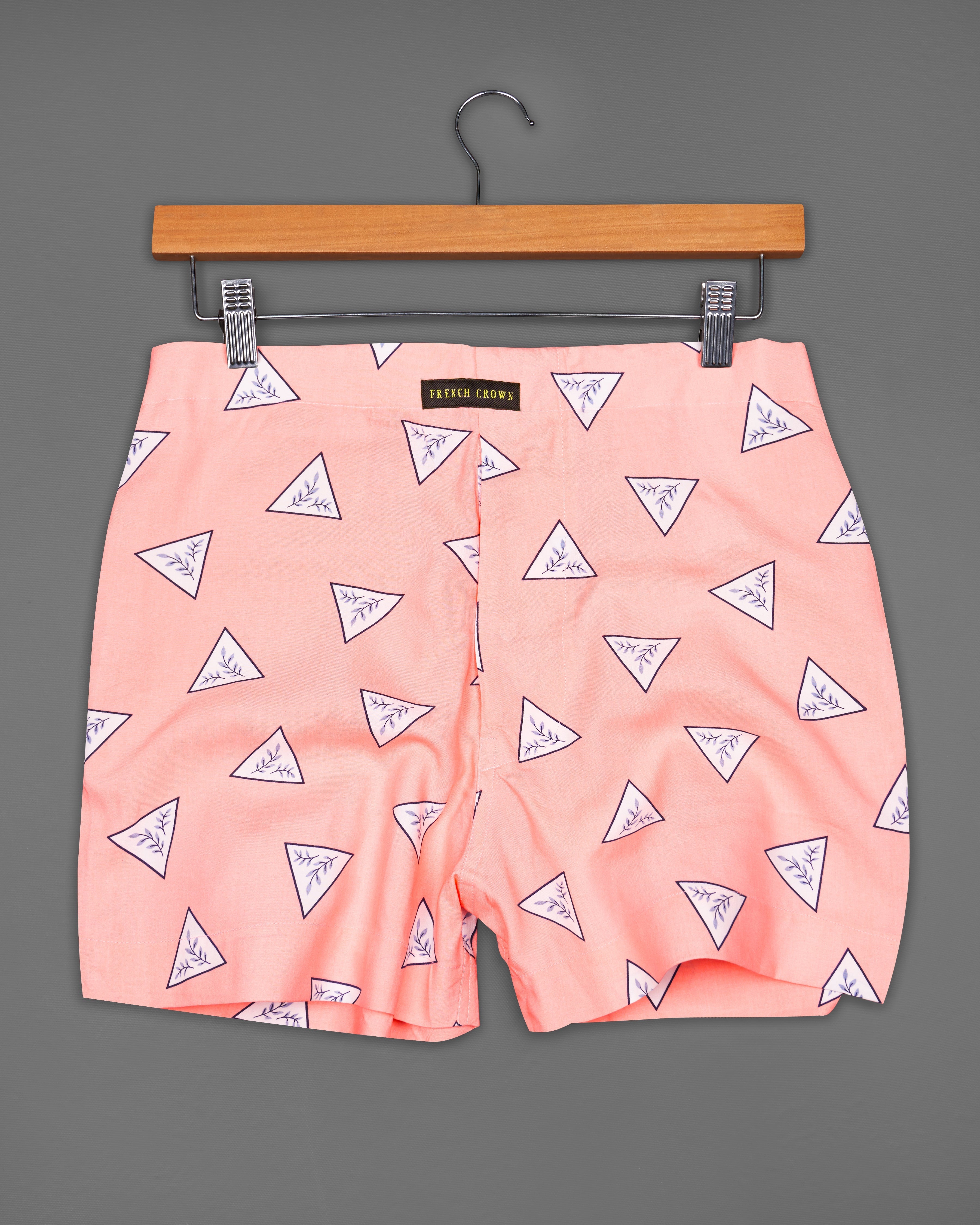 Oyster Peach Triangle Printed Premium Cotton Boxers BX450-28, BX450-30, BX450-32, BX450-34, BX450-36, BX450-38, BX450-40, BX450-42, BX450-44