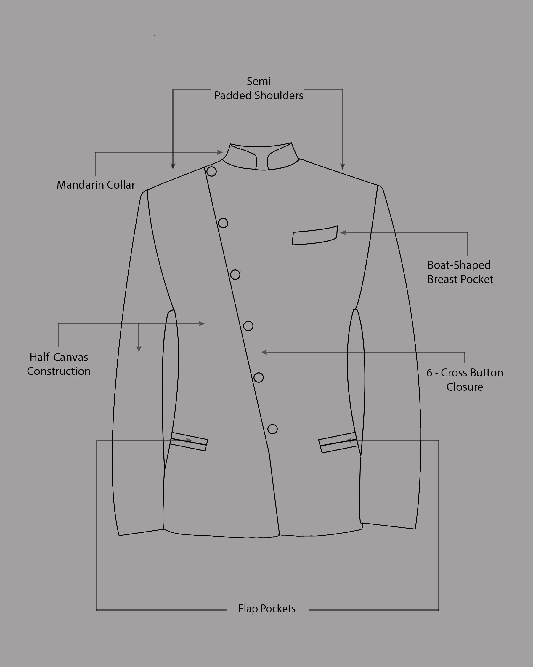 Judge Brown Cross Placket Bandhgala Blazer