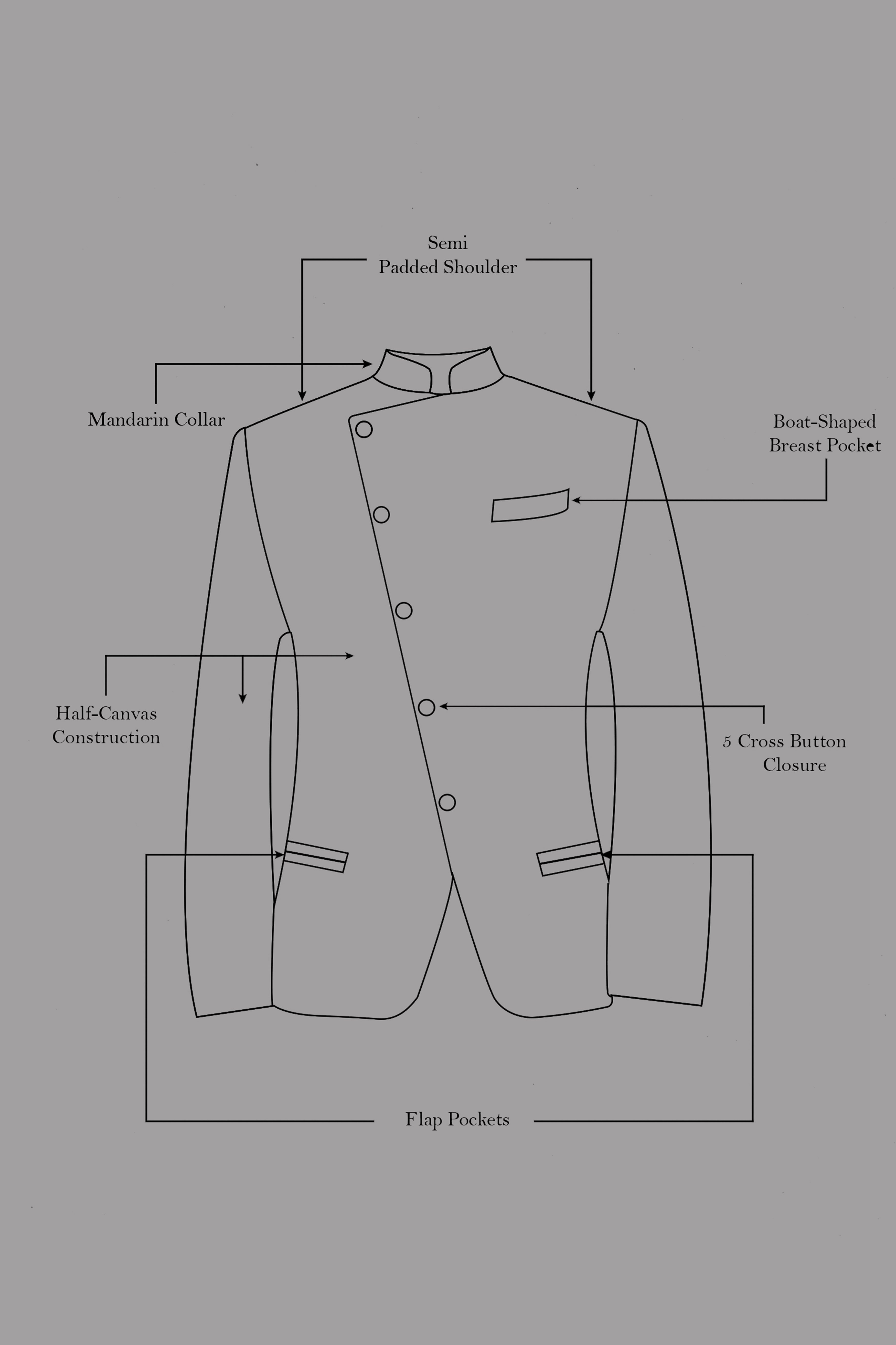 Quicksand Brown Stretchable Cross Placket Bandhgala Premium Cotton traveler Blazer