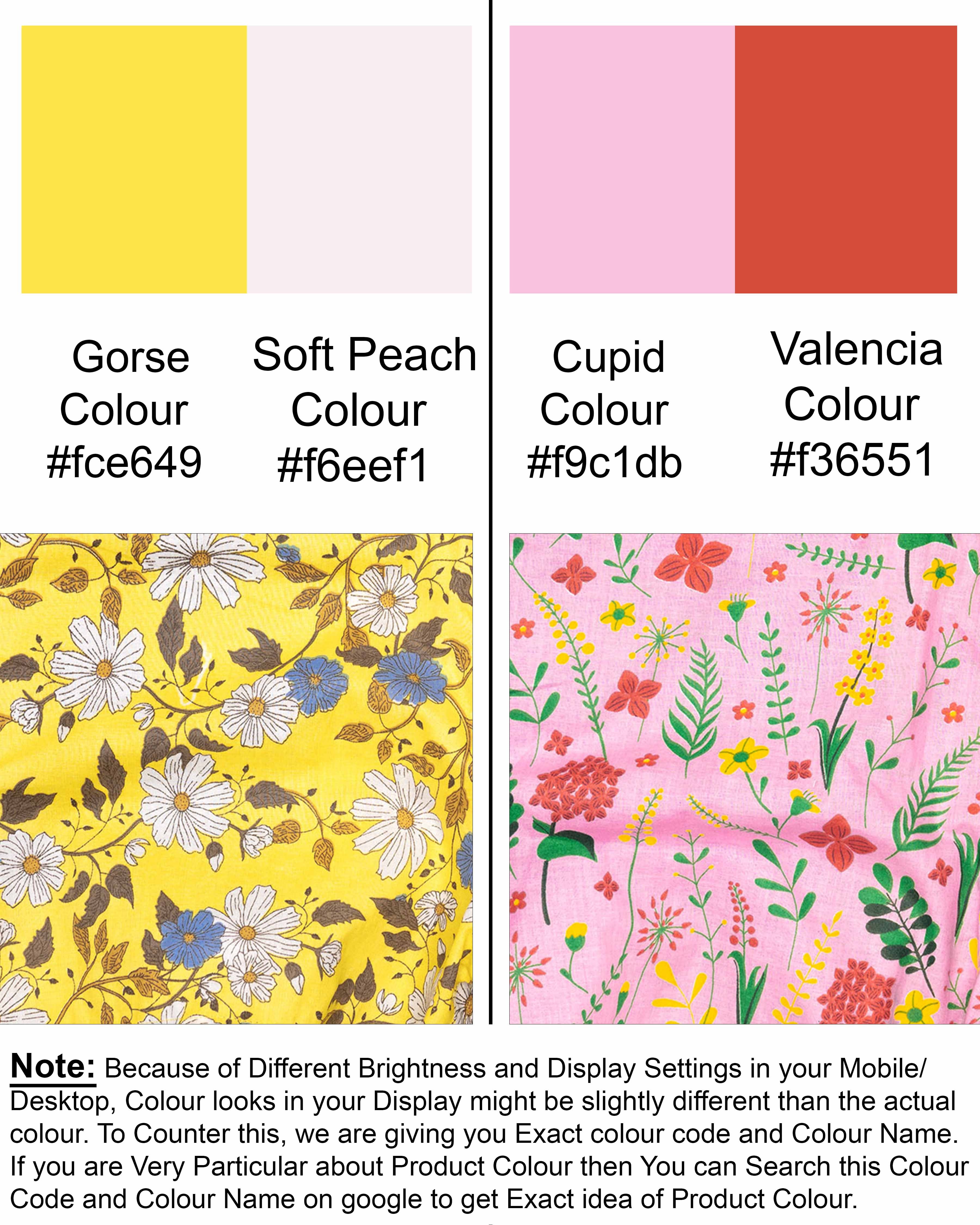 Gorse Yellow Flowers Printed and Cupid Printed Premium Cotton Boxers CBX385-28, CBX385-30, CBX385-32, CBX385-34, CBX385-36, CBX385-38, CBX385-40, CBX385-42, CBX385-44