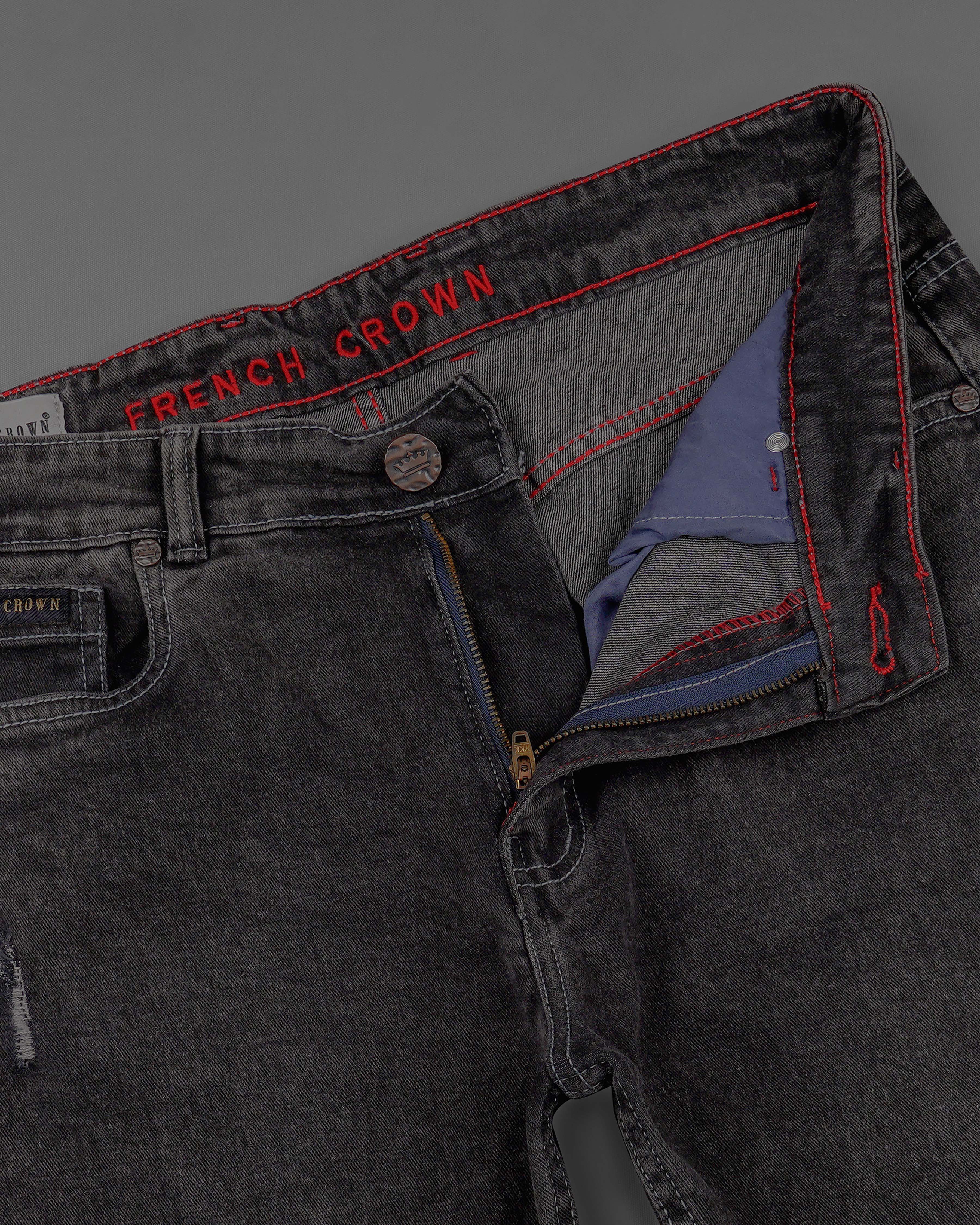 Piano Black with Gray Mildly Distressed Rinse Wash Stretchable Denim J155-32, J155-34, J155-36, J155-38, J155-40