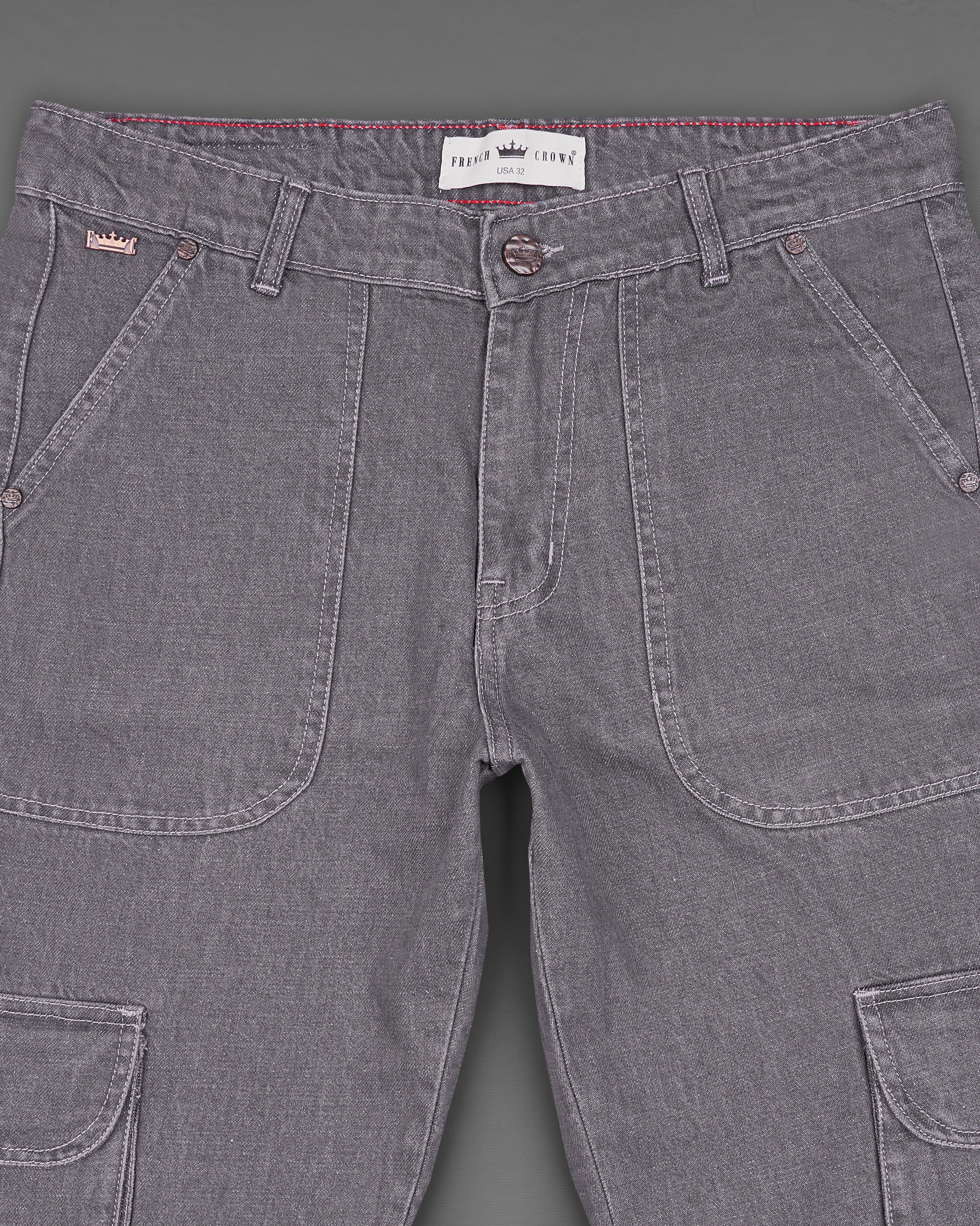 Smokey Gray Rinse Wash Cargo Denim J168-32, J168-34, J168-36, J168-38, J168-40