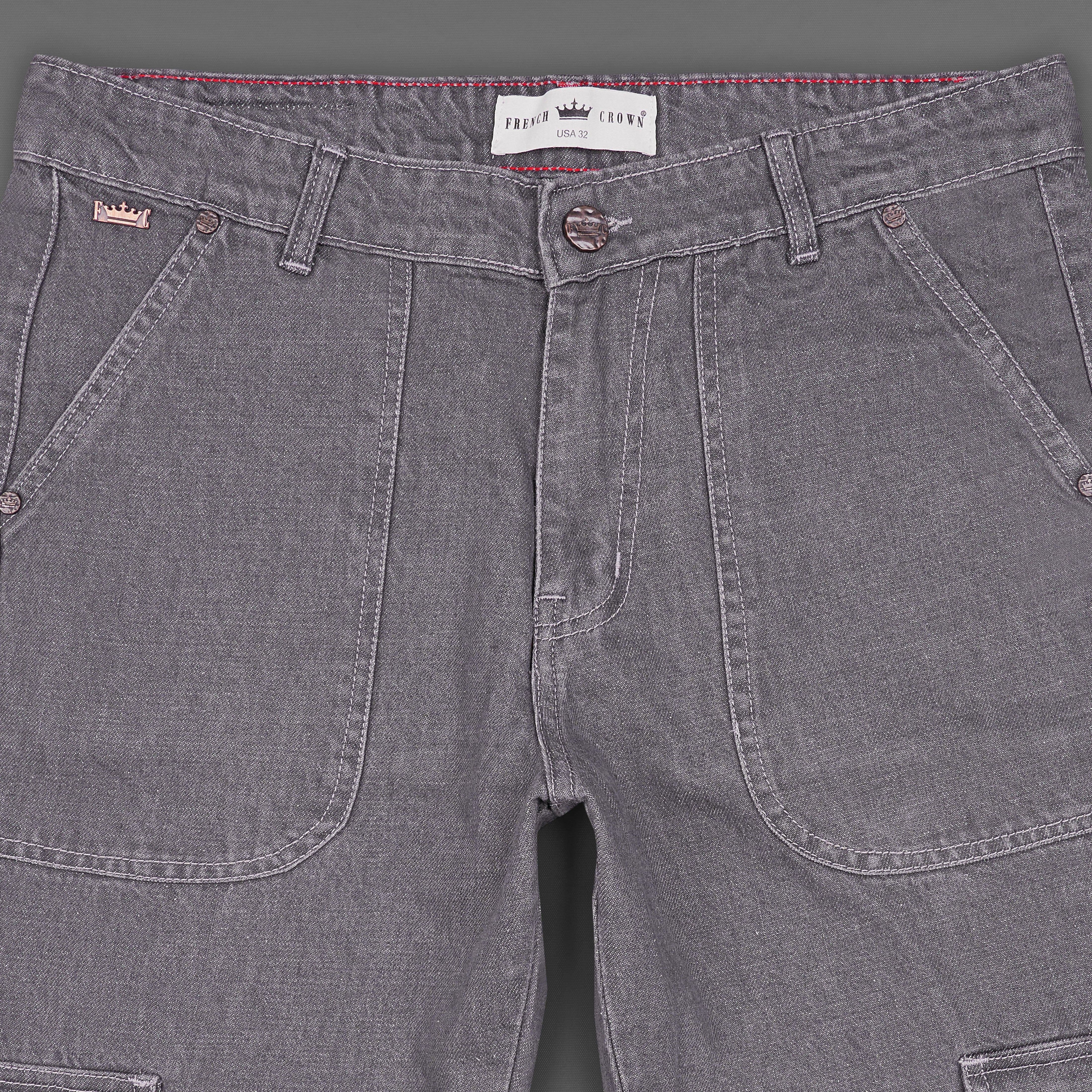 Smokey Gray Rinse Wash Cargo Denim J168-32, J168-34, J168-36, J168-38, J168-40