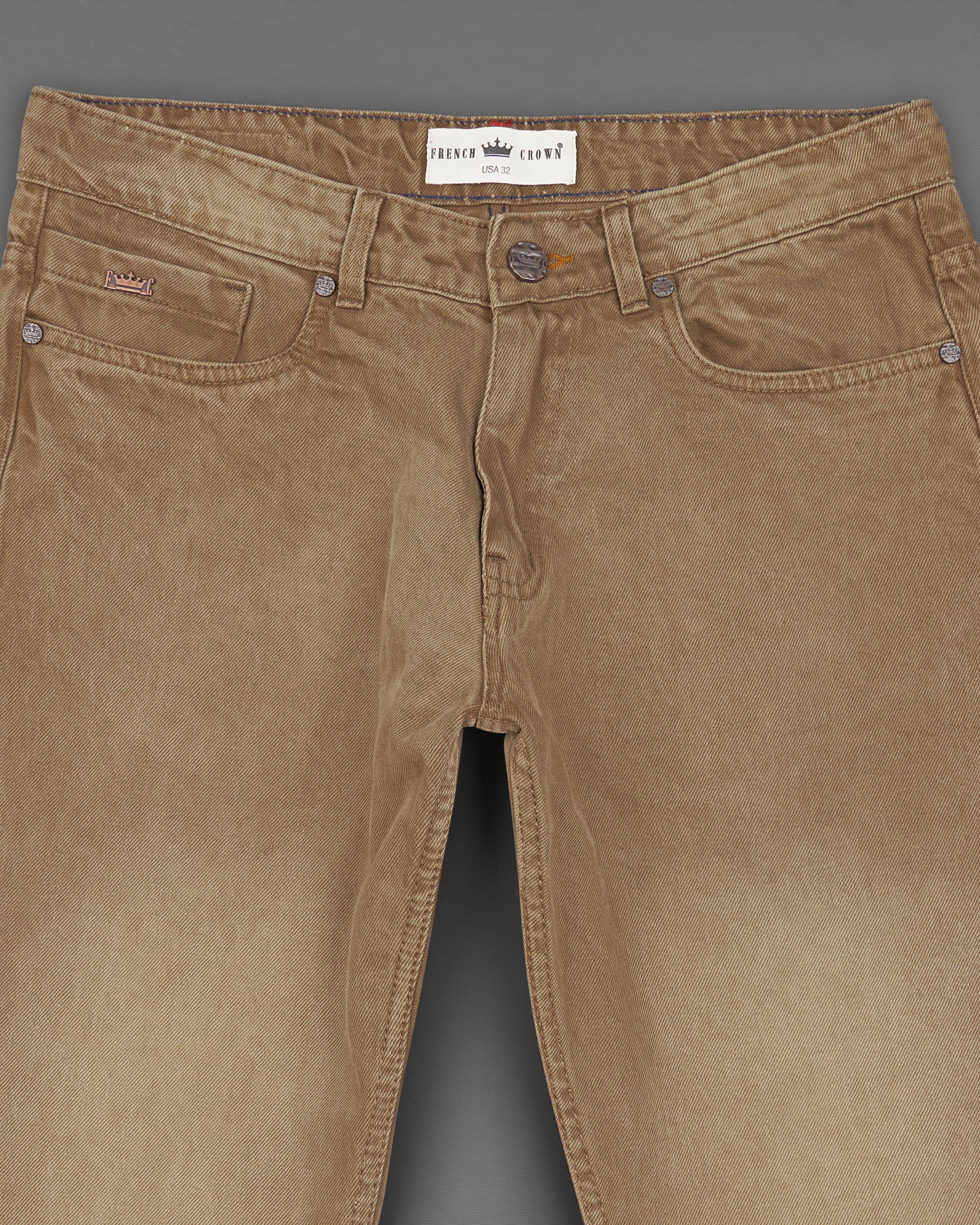 French Beige Brown Stone Wash Denim J171-30, J171-32, J171-34, J171-36, J171-38, J171-40