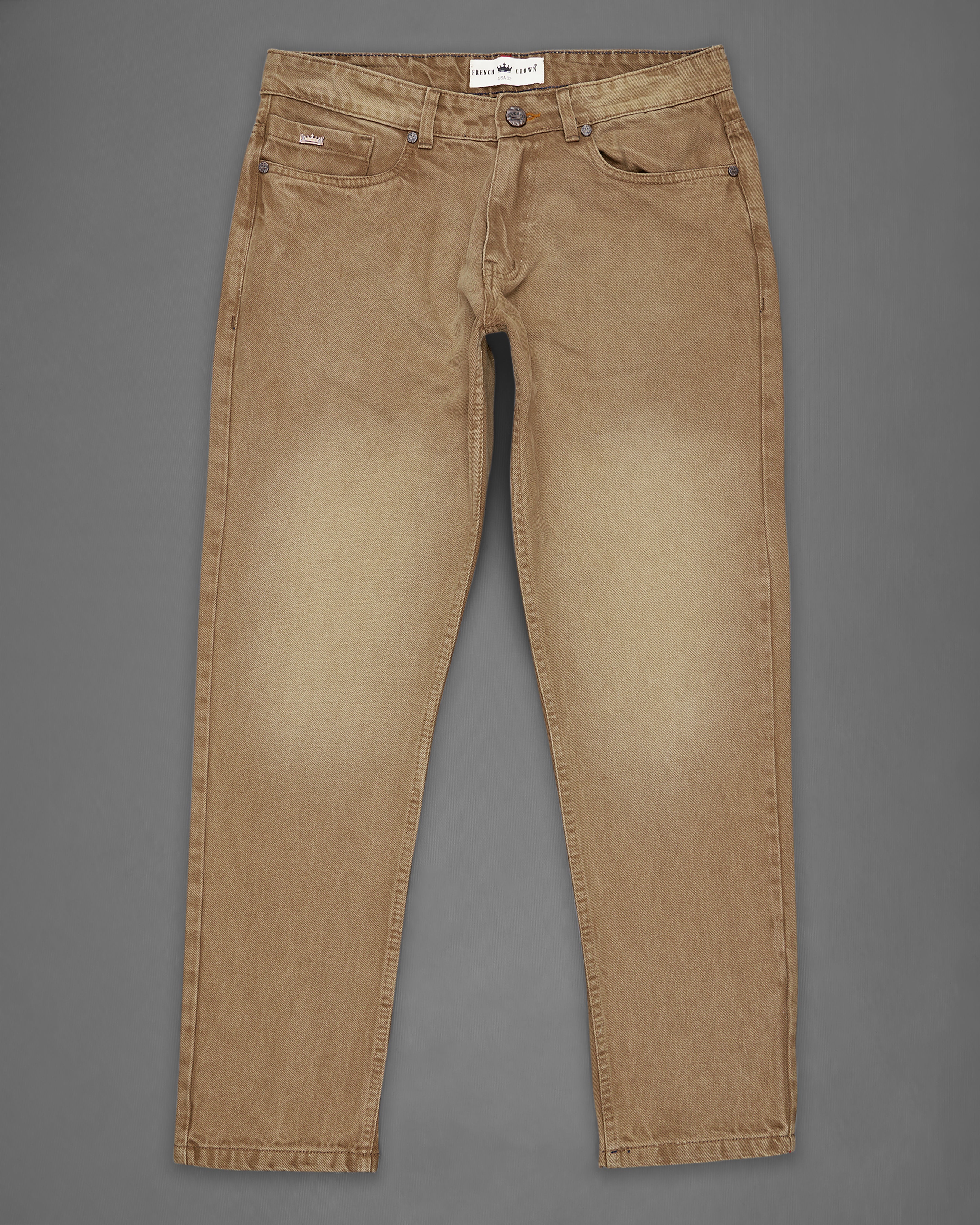 French Beige Brown Stone Wash Denim J171-30, J171-32, J171-34, J171-36, J171-38, J171-40