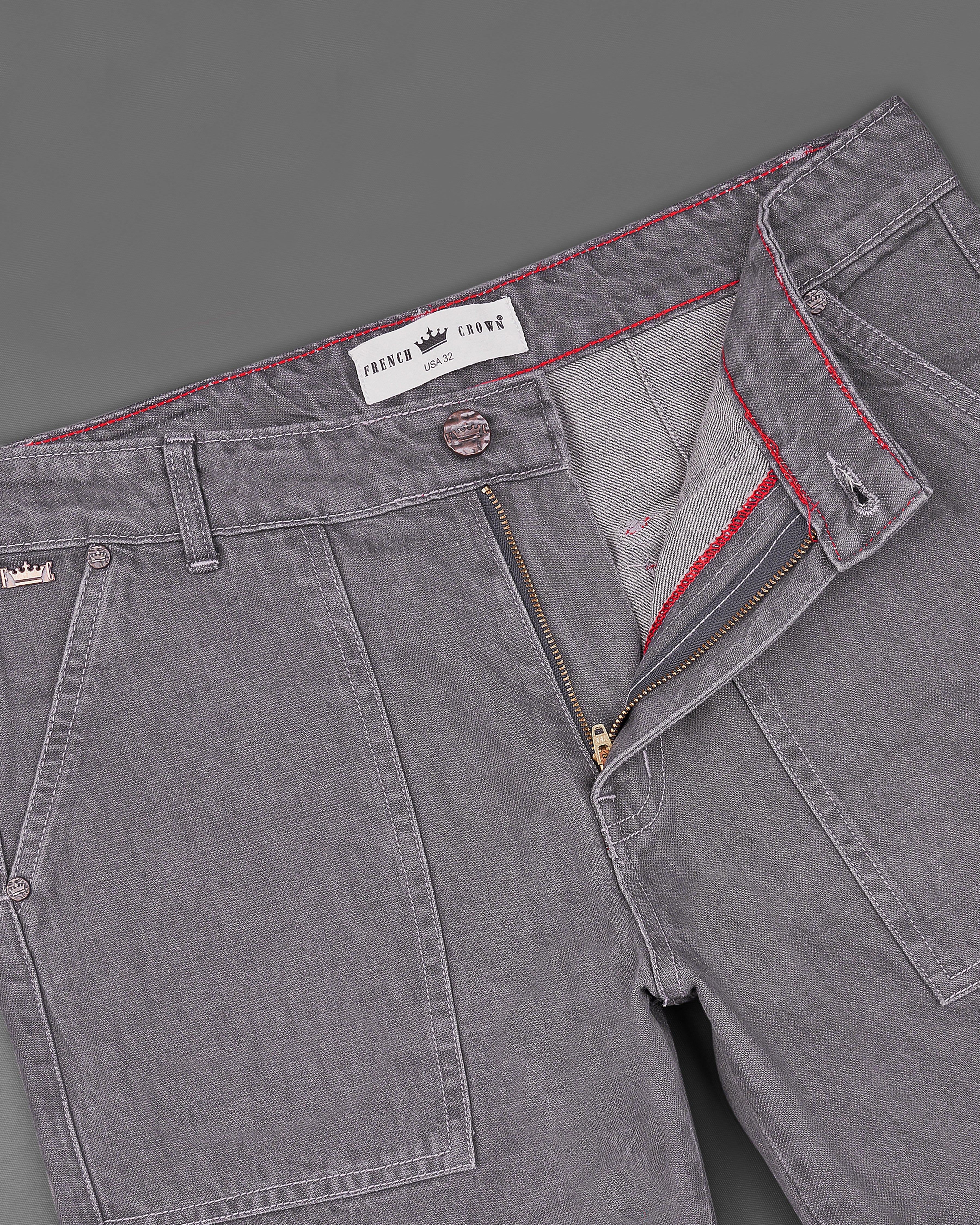 Spicy Gray Rinse Wash Cargo Denim J172-32, J172-34, J172-36, J172-38, J172-40